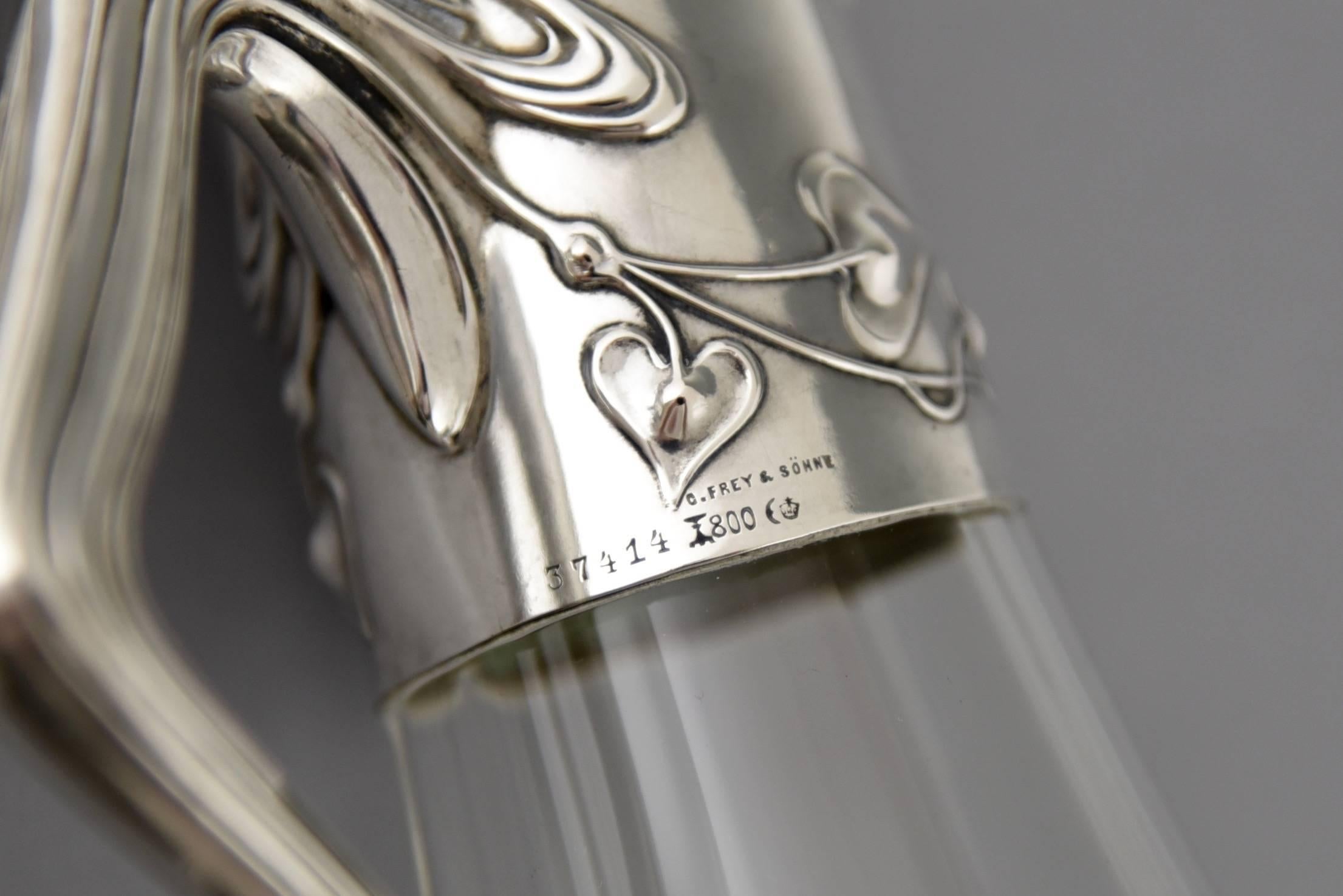 Pair of Art Nouveau German Silver Decanters by Koch & Bergfeld 5