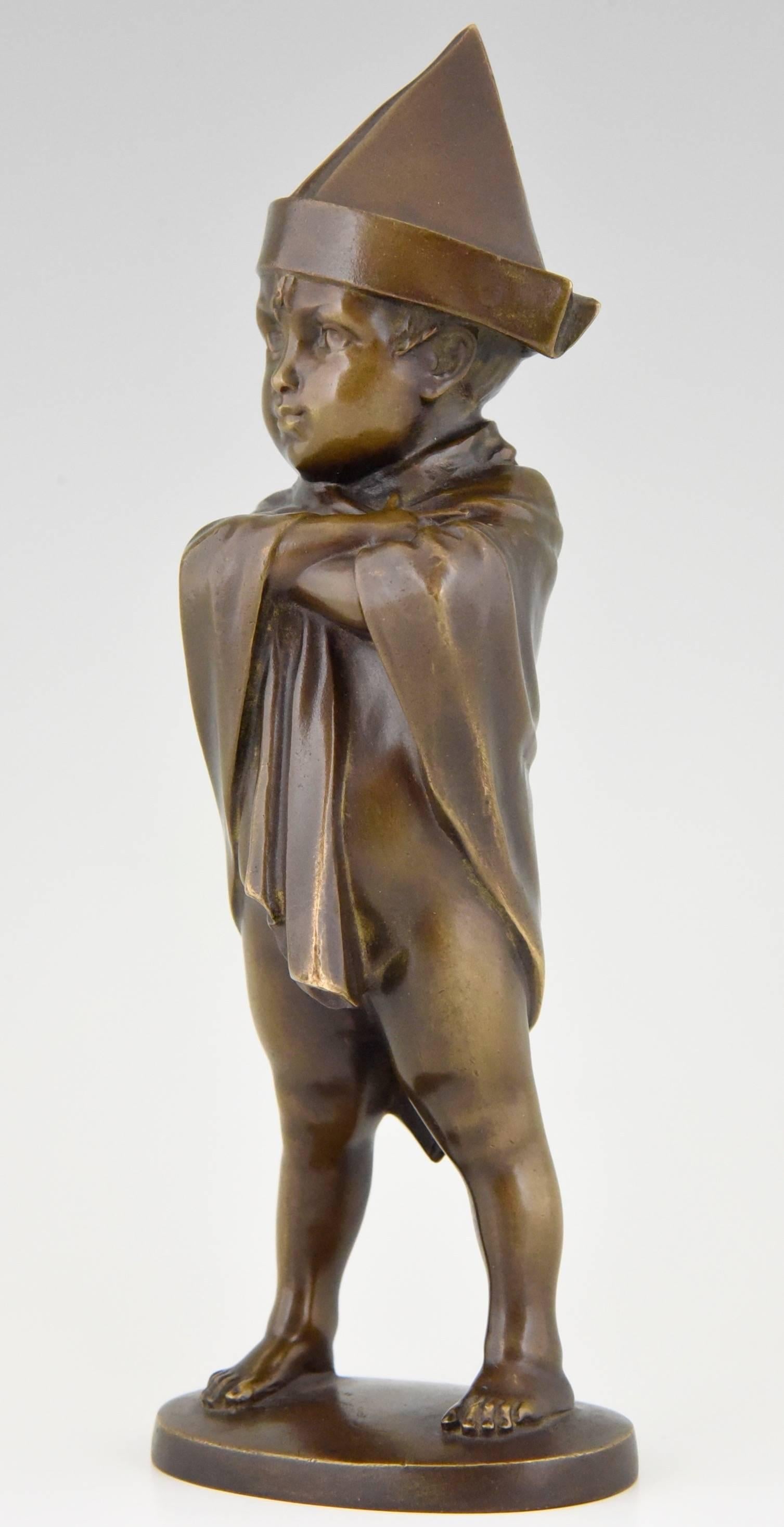 Austrian Art Deco Bronze Sculpture of a Boy dressed like Napoleon by Joseph Lorenzl 1930