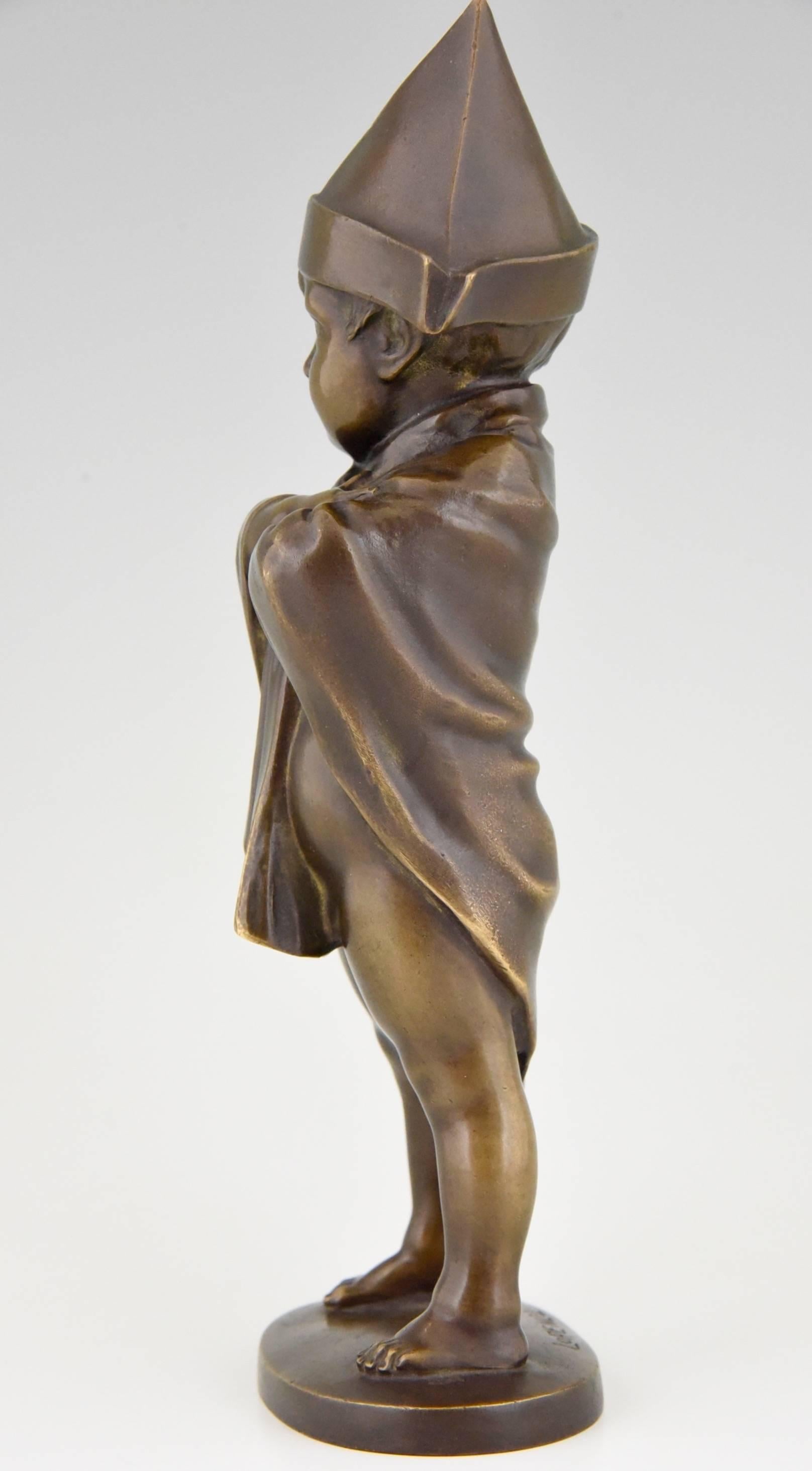 Art Deco Bronze Sculpture of a Boy dressed like Napoleon by Joseph Lorenzl 1930 1