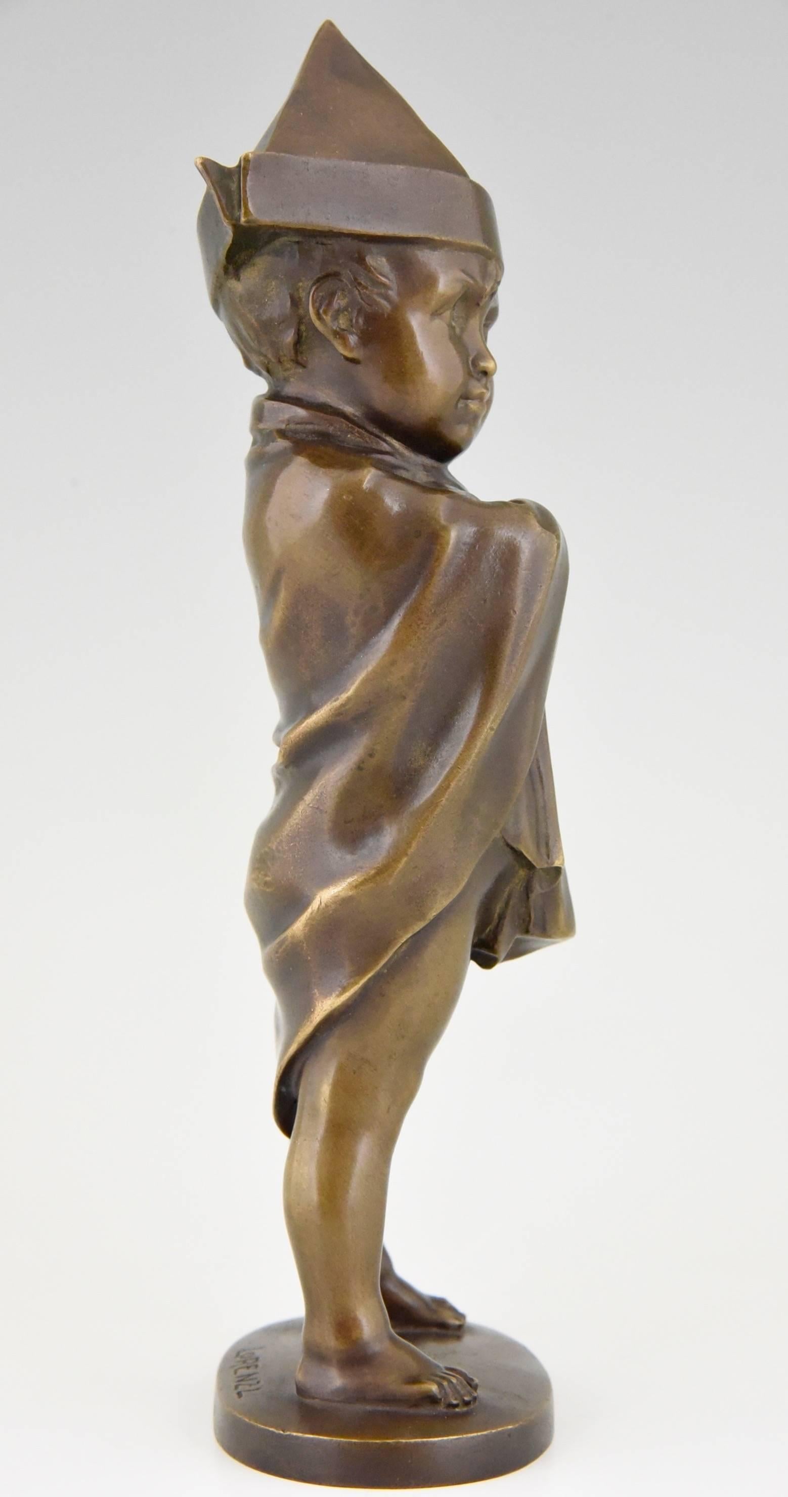20th Century Art Deco Bronze Sculpture of a Boy dressed like Napoleon by Joseph Lorenzl 1930
