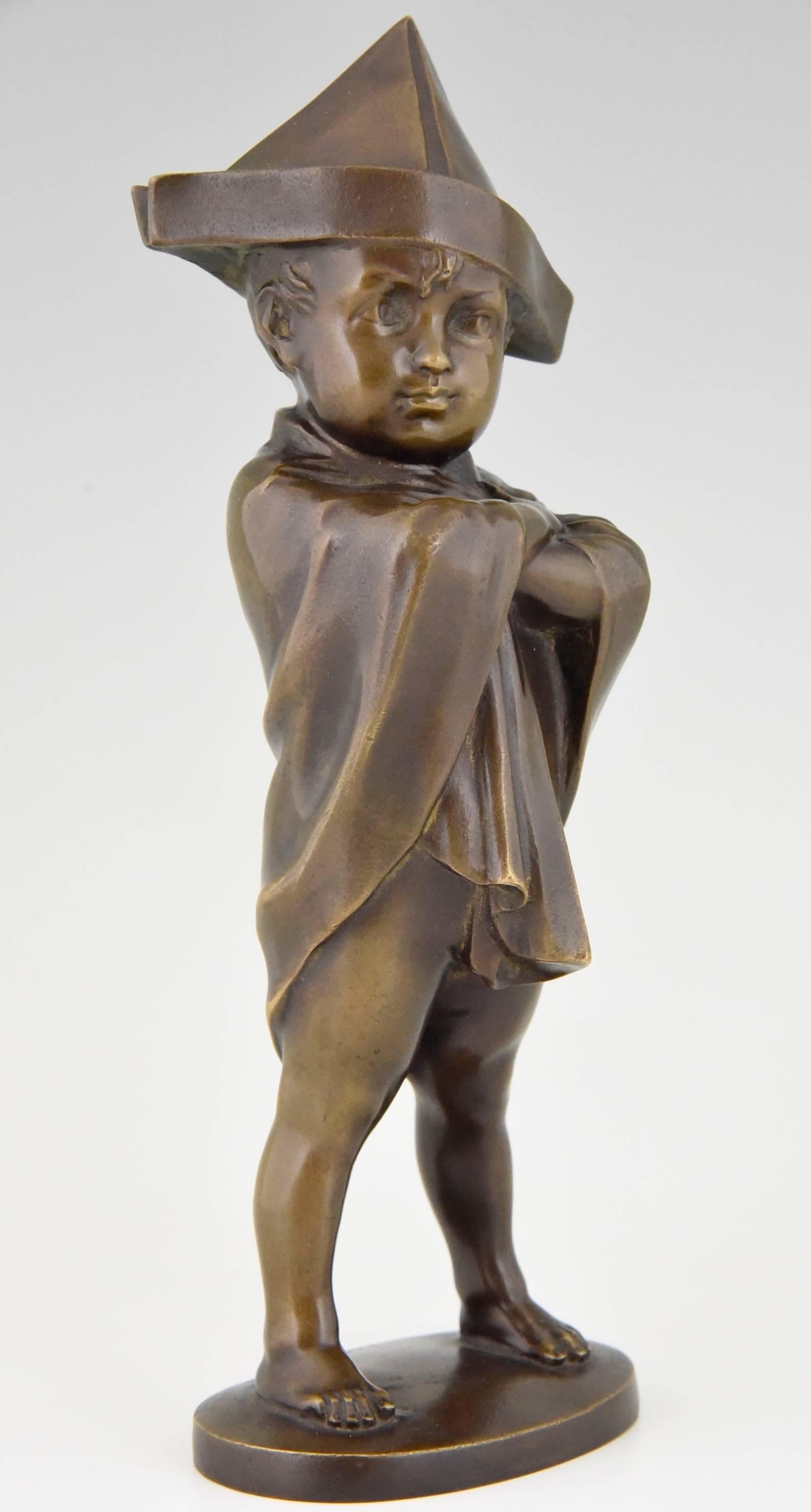 Art Deco Bronze Sculpture of a Boy dressed like Napoleon by Joseph Lorenzl 1930 In Good Condition In Antwerp, BE