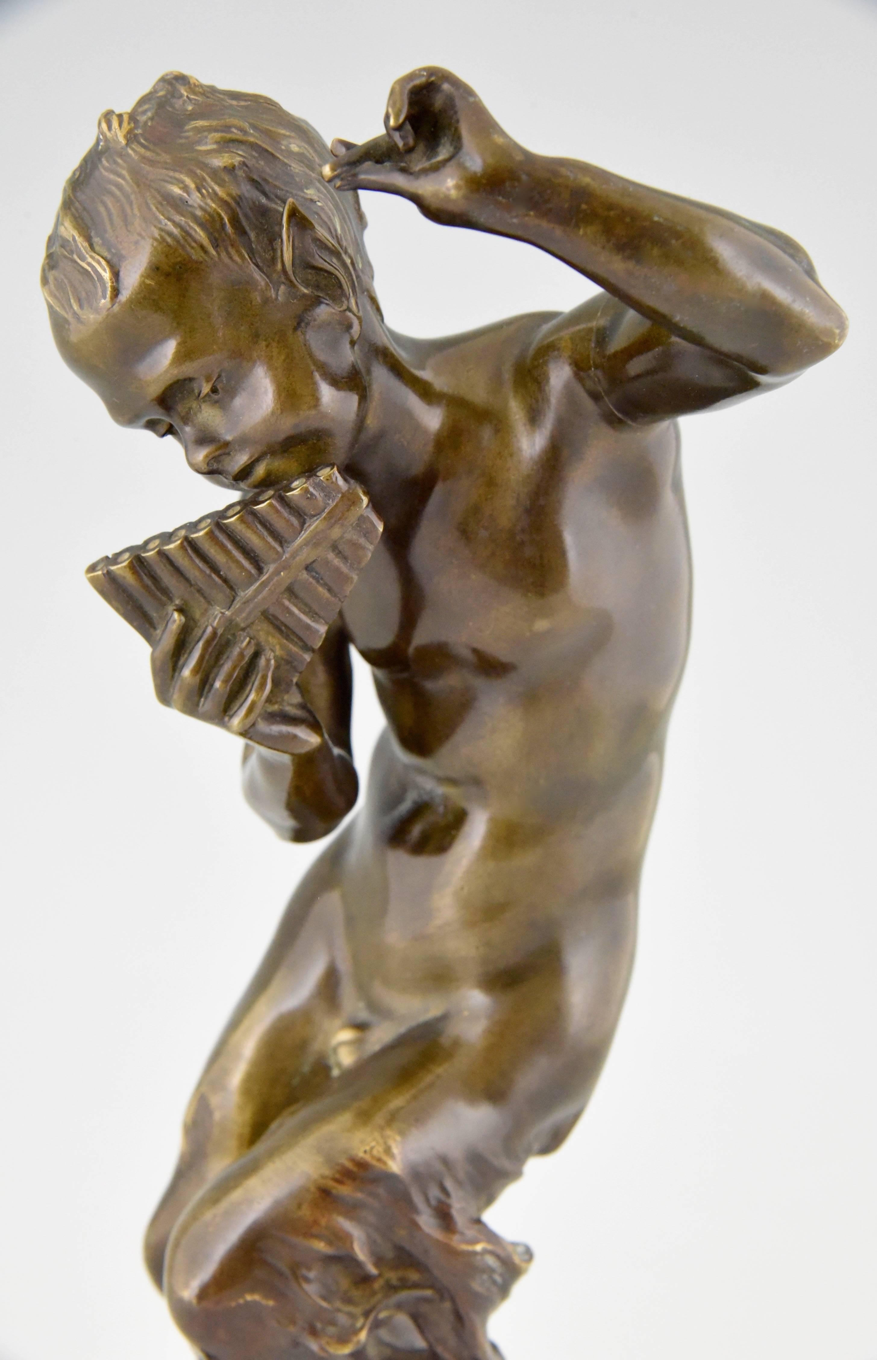 French Antique Bronze Sculpture of a Dancing Satyr by Jules Jacques Labatut 1880