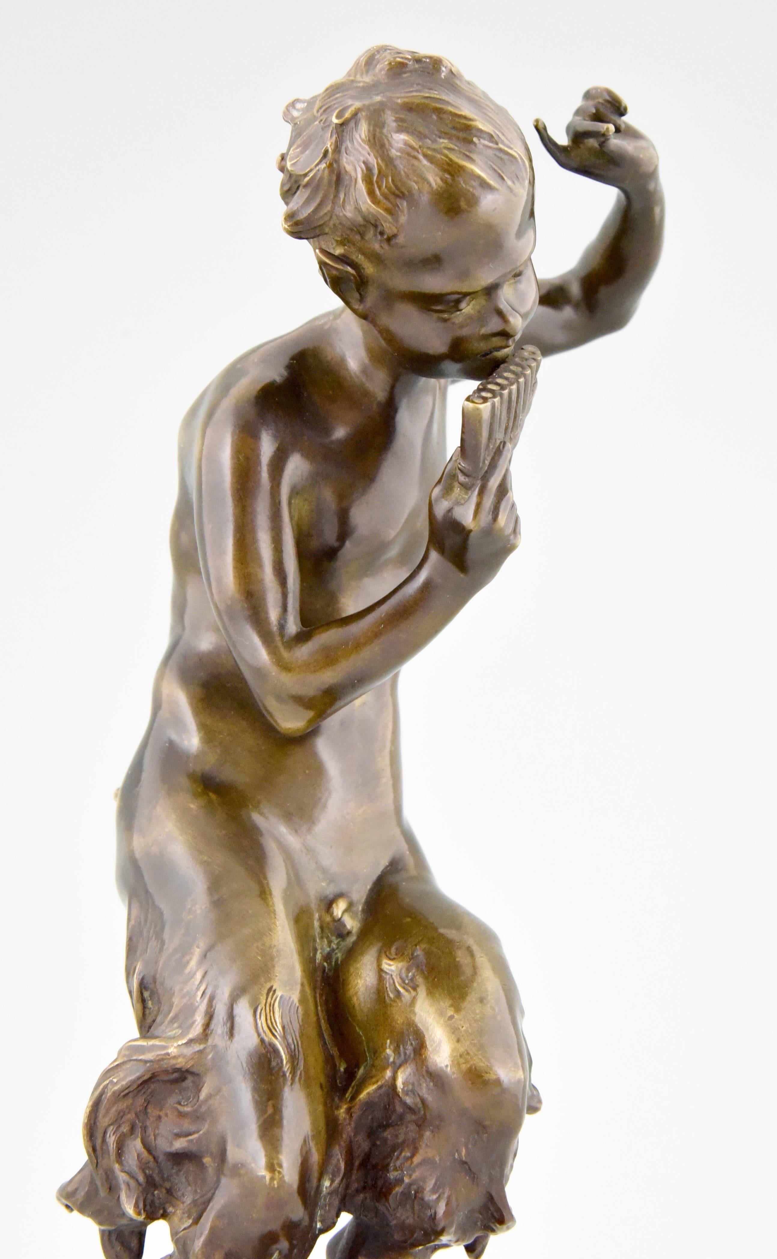 Romantic Antique Bronze Sculpture of a Dancing Satyr by Jules Jacques Labatut 1880