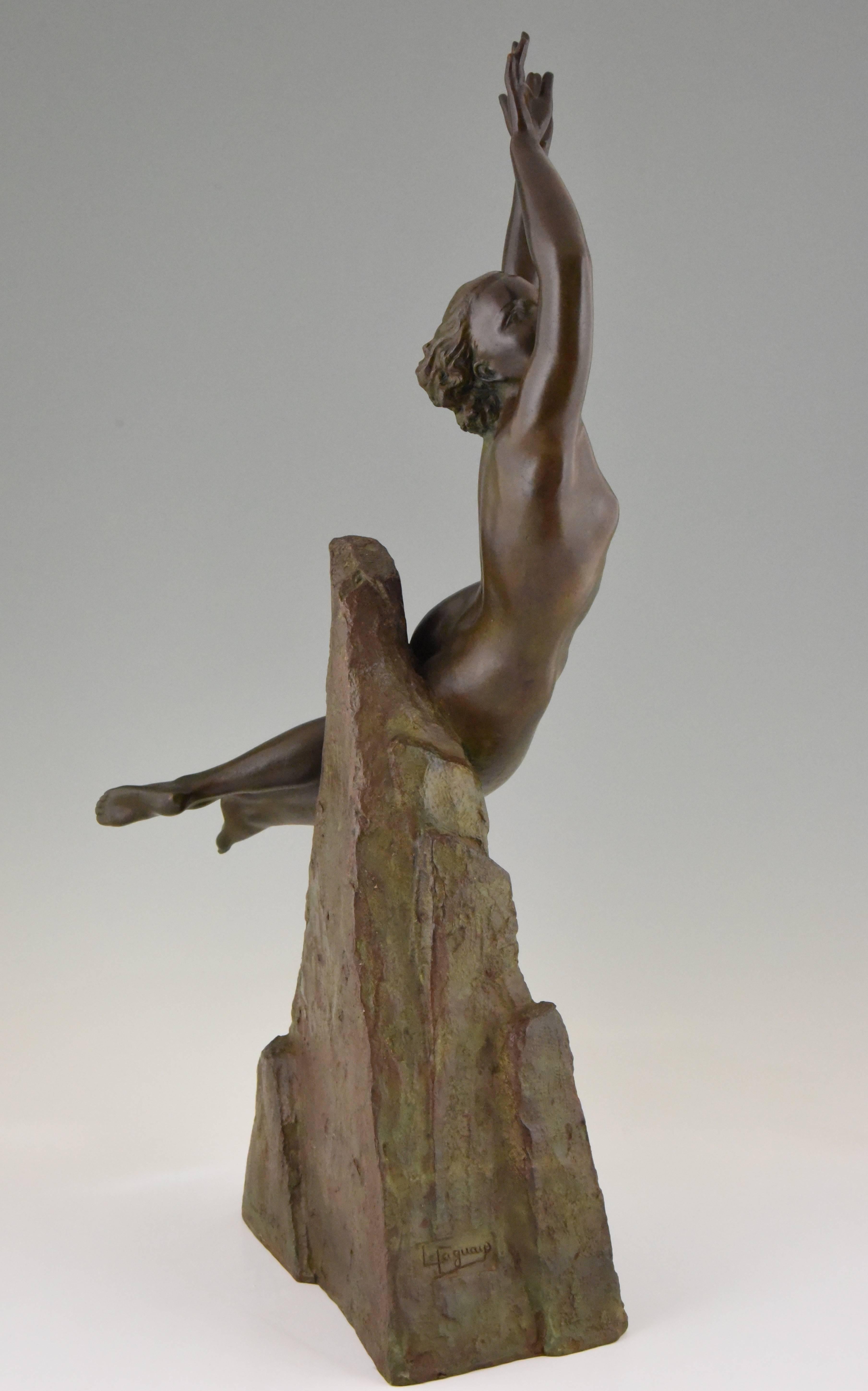 French Art Deco Bronze Sculpture of a Nude by Pierre Le Faguays, 1940 France