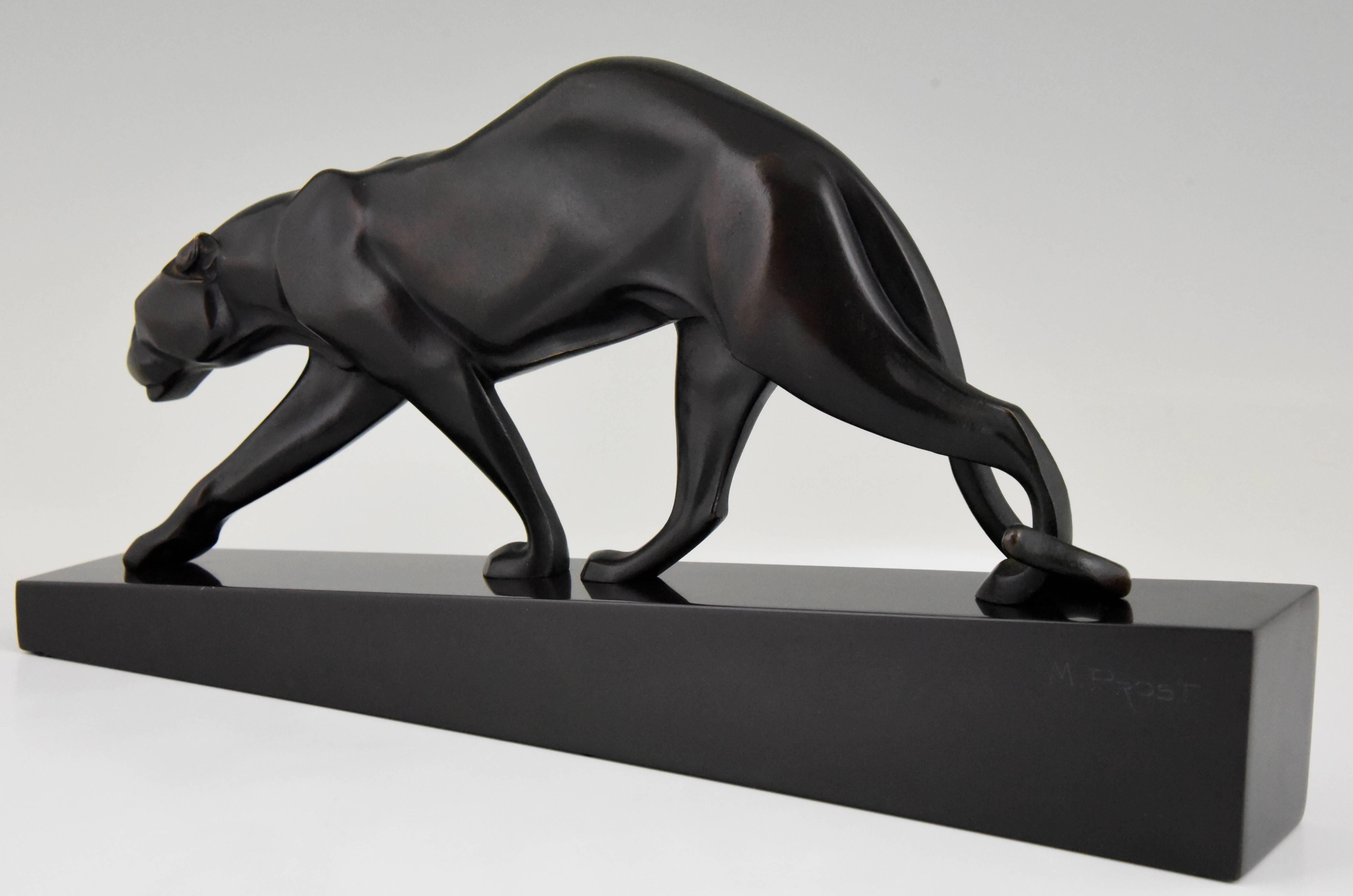 Early 20th Century Art Deco Bronze Sculpture of a Walking Panther by Maurice Prost France