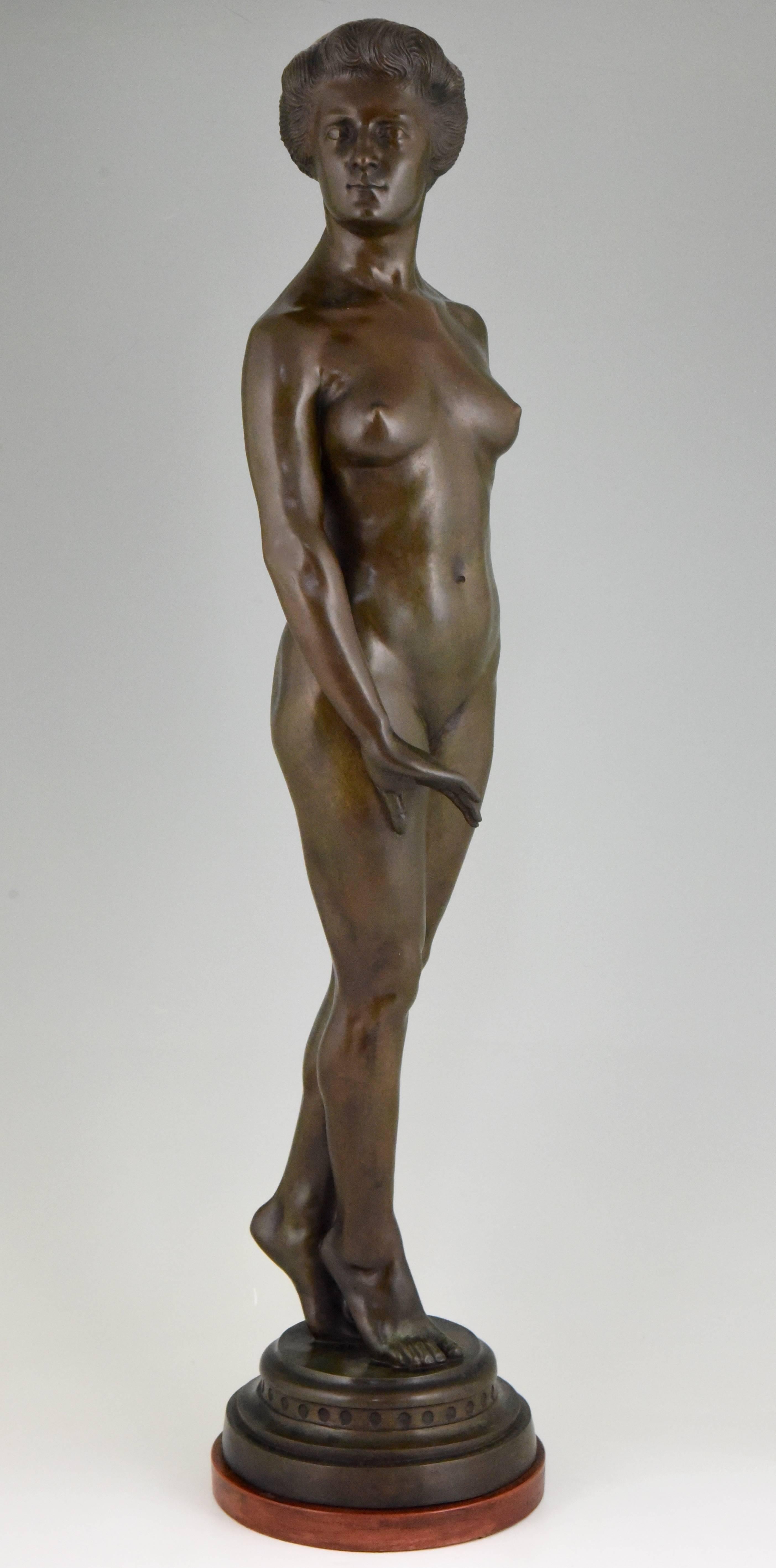Mid-20th Century Art Deco Bronze Standing Nude by Wilhelm Oskar Prack, 1930 For Sale