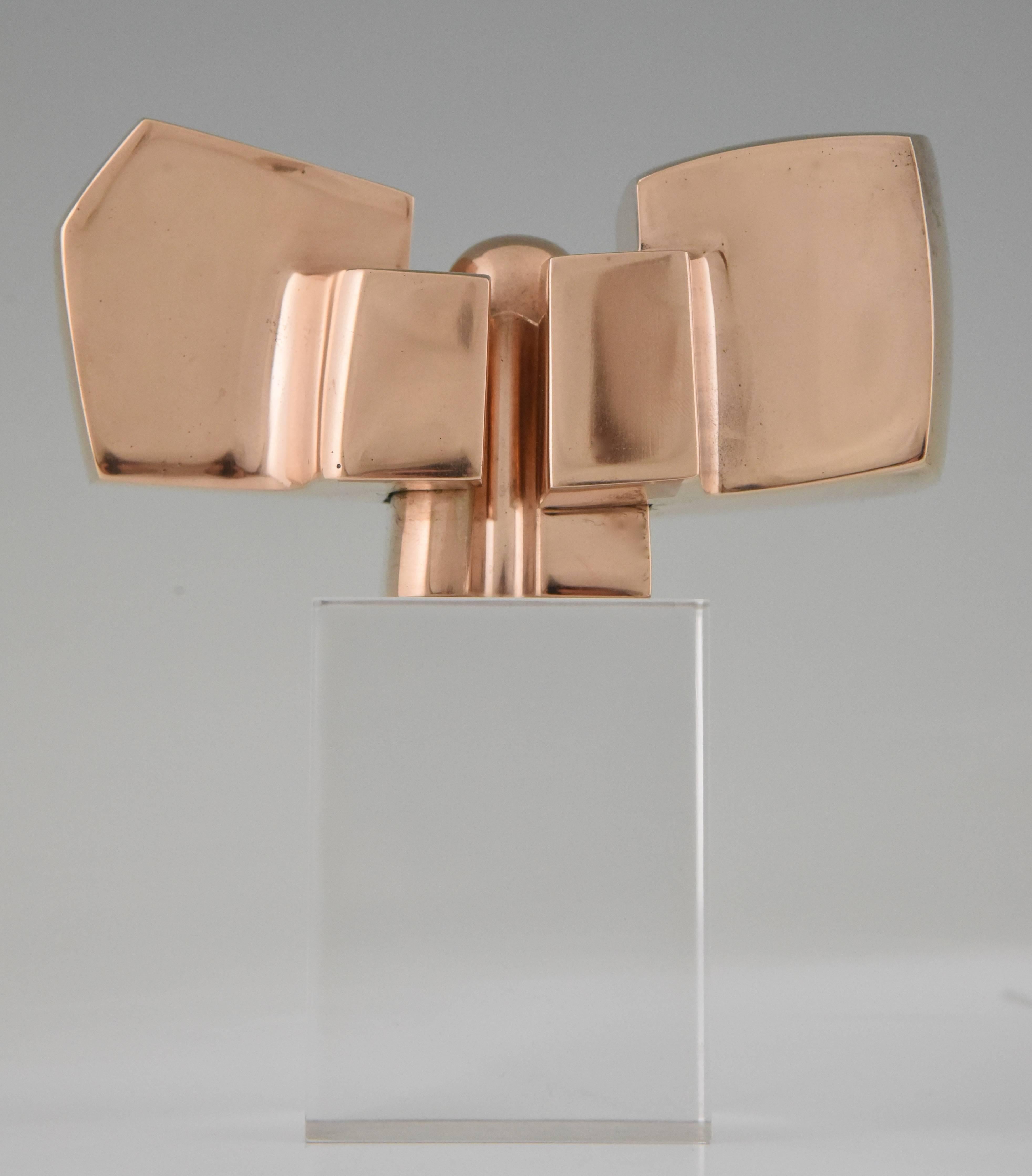 20th Century Bronze Abstract Sculpture on Plexiglass Base by José Luis Sanchez 1970