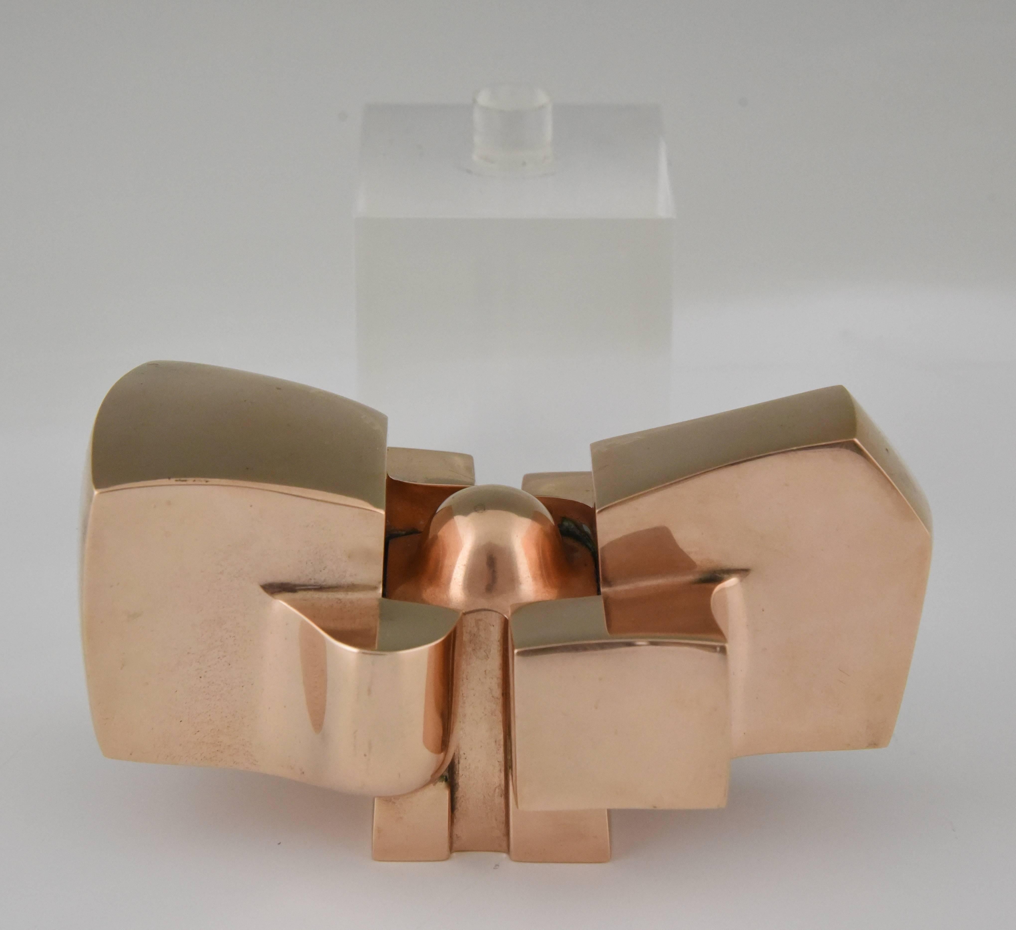 Bronze Abstract Sculpture on Plexiglass Base by José Luis Sanchez 1970 3