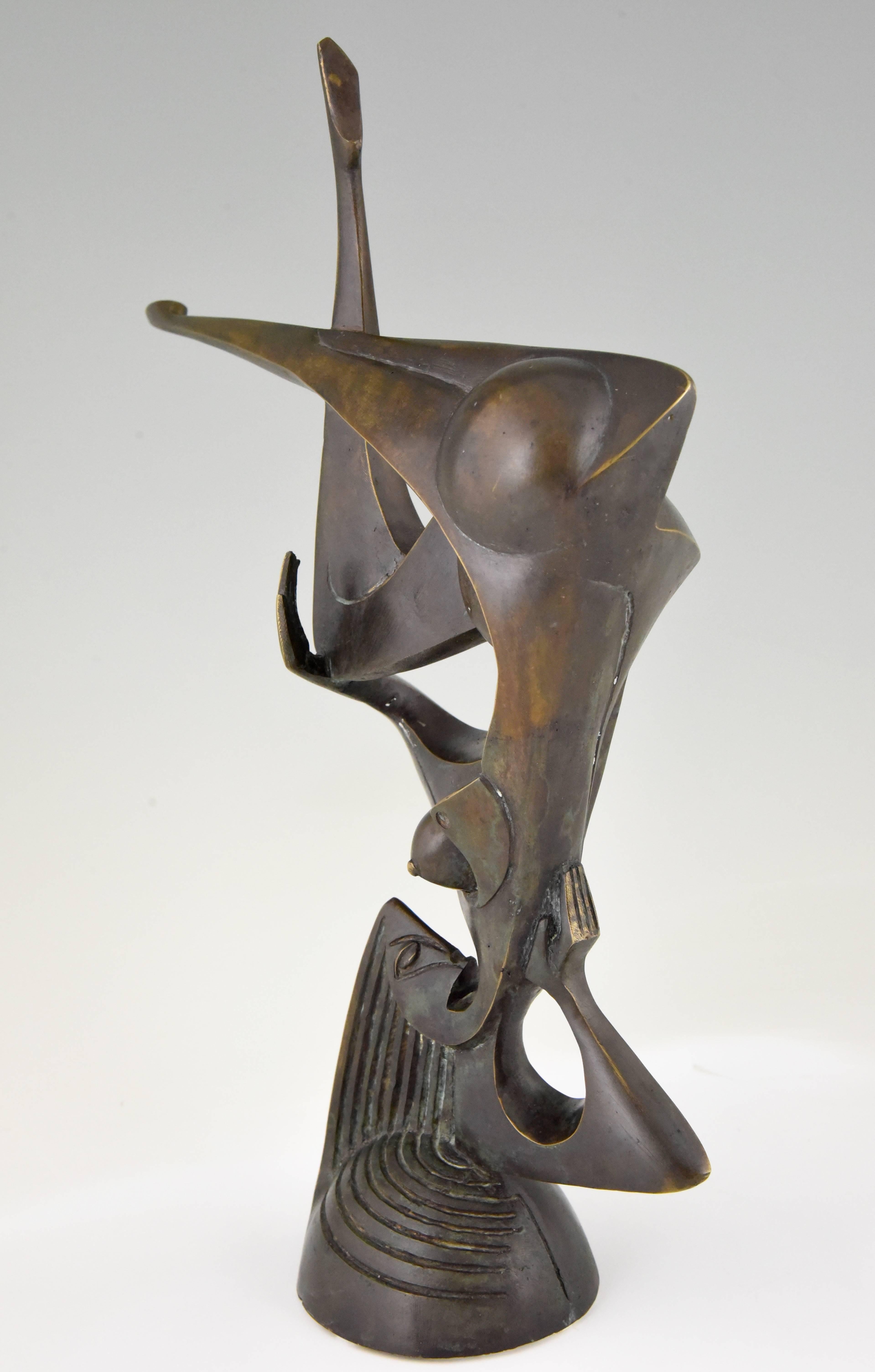 20th Century Modern Bronze Sculpture of a Balancing Woman Stefan Vladov Bulgaria  1970