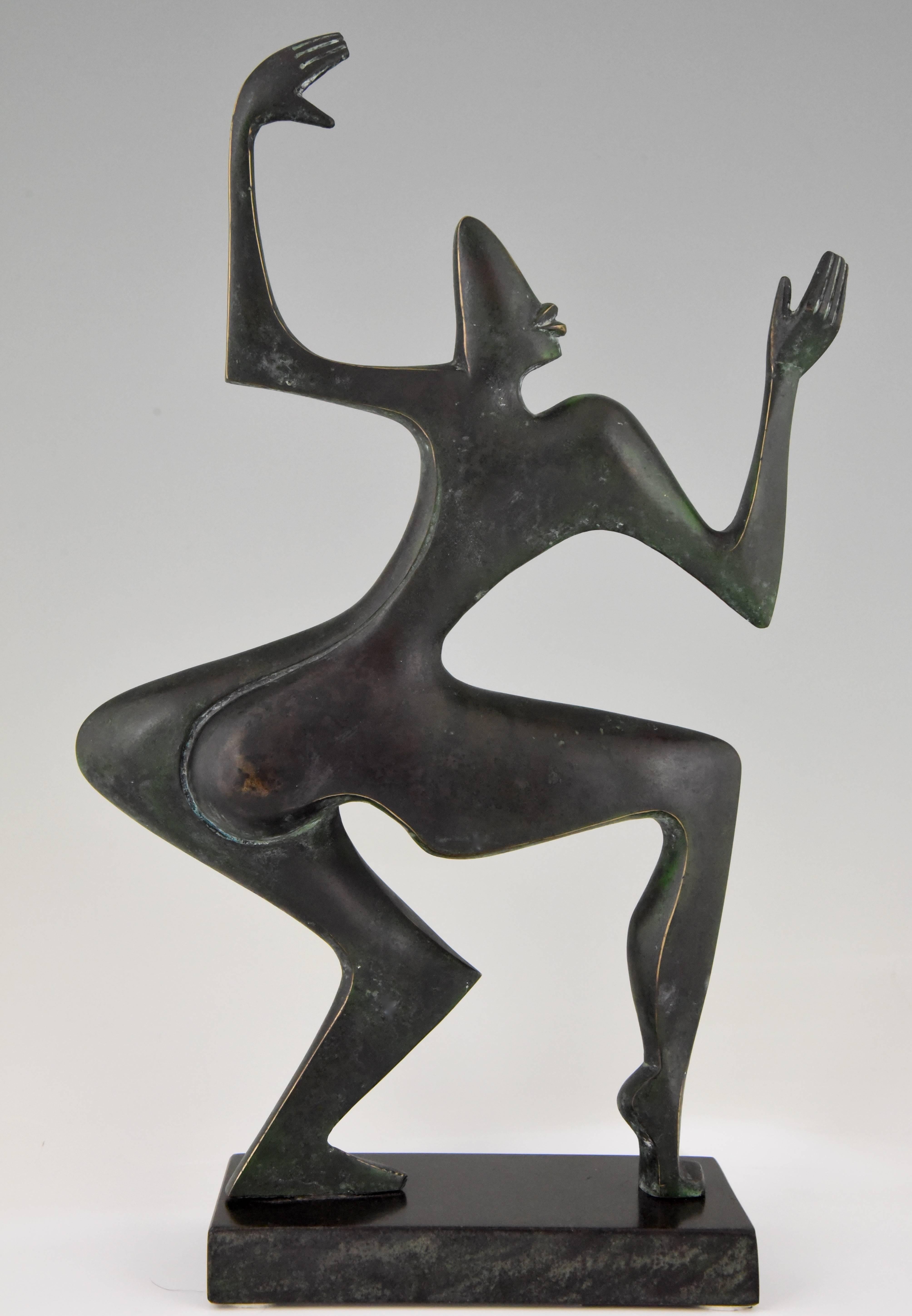 Patinated Modern Bronze Sculpture of a Dancer Stefan Vladov 1970