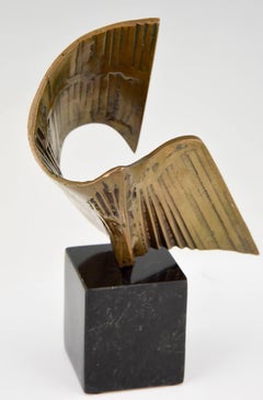Abstract Bronze Sculpture on Marble Base by Jorge Castillo, Spain, 1970