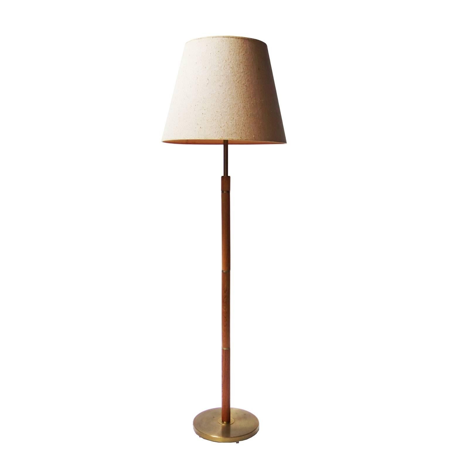 Oak and Brass Floor Lamp from Denmark