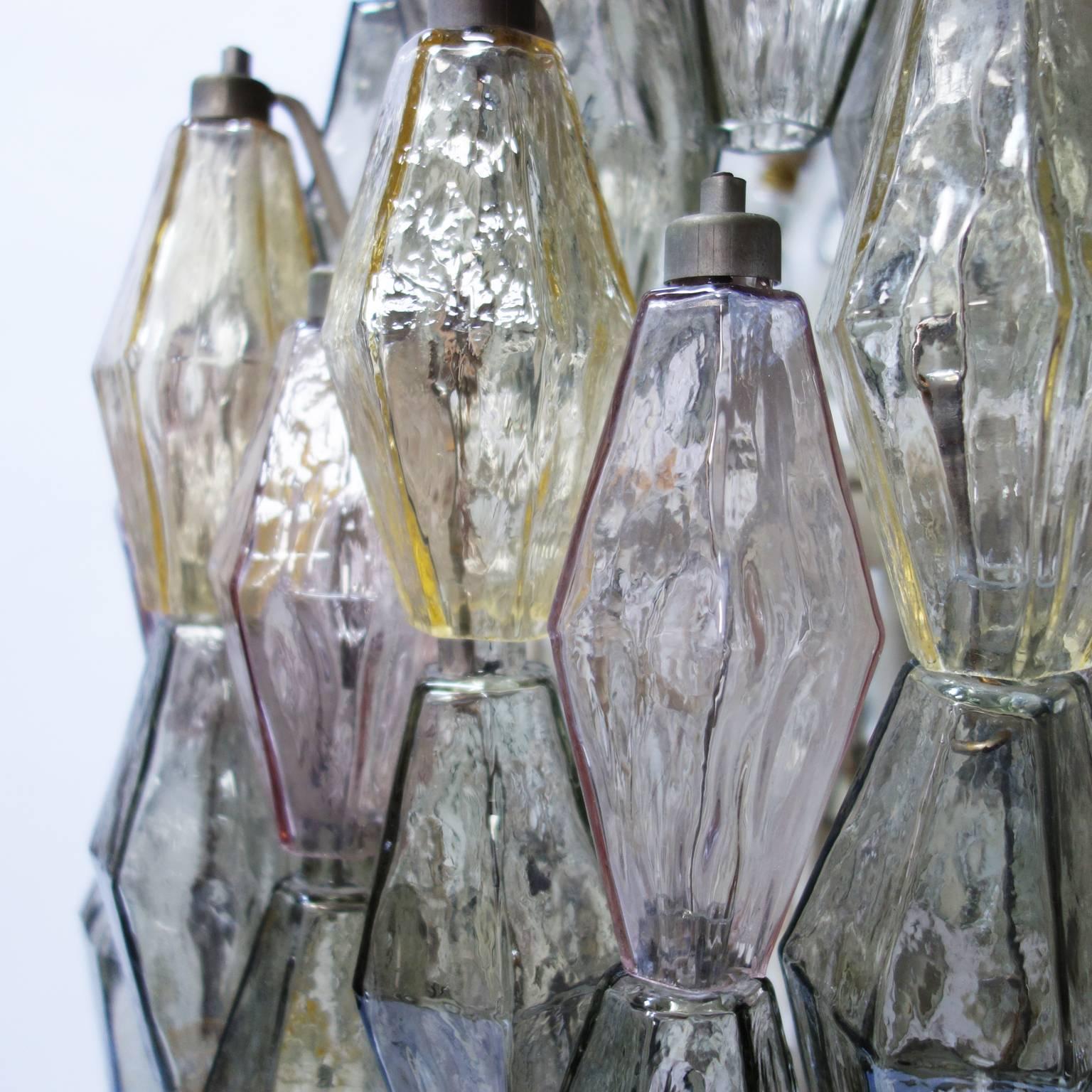 Mid-20th Century Large Murano Glass 'Poliedri' Chandelier by Carlo Scarpa