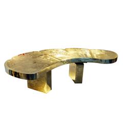 Etched Brass Curved Desk by Armand Jonckers
