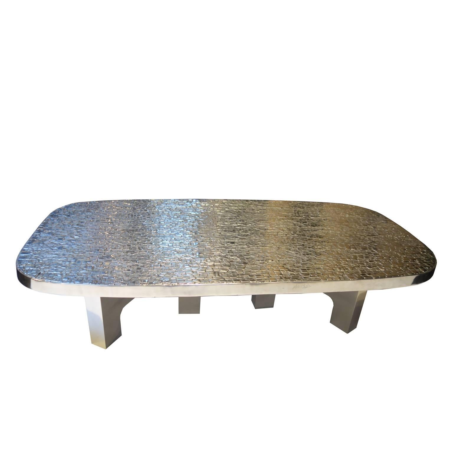 Aluminum coffee table, model 