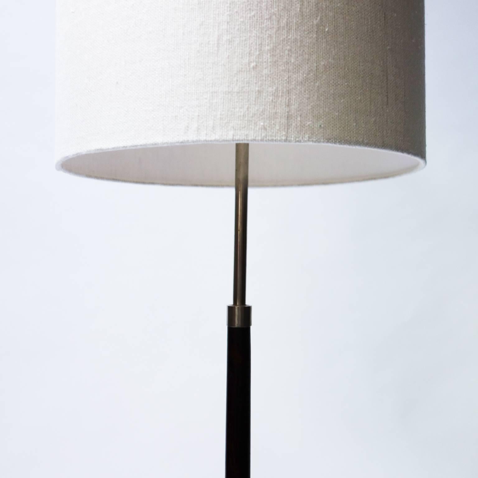 Italian Elegant Steel and Rosewood Floor Lamp