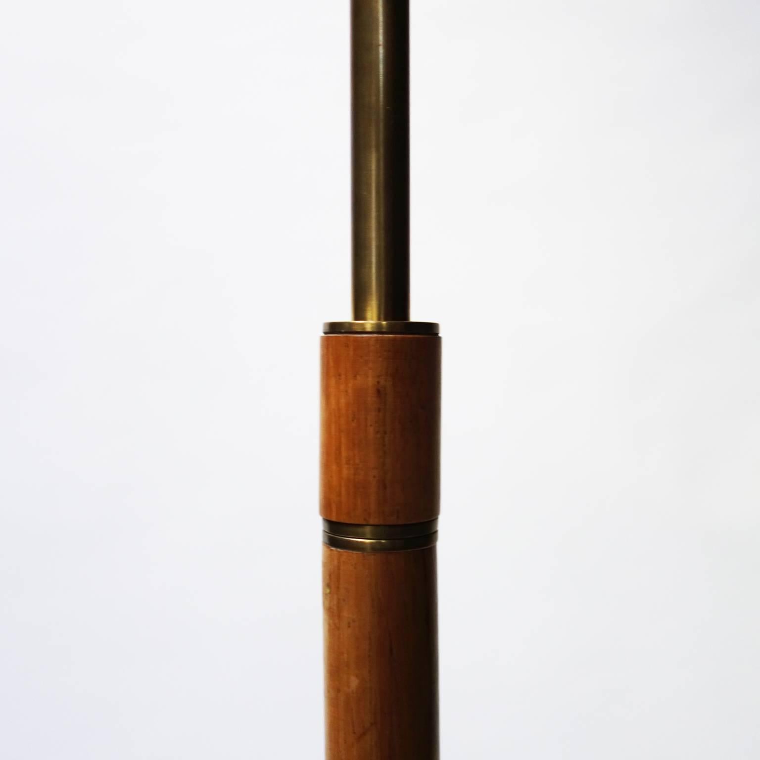 Mid-20th Century Oak and Brass Floor Lamp from Denmark