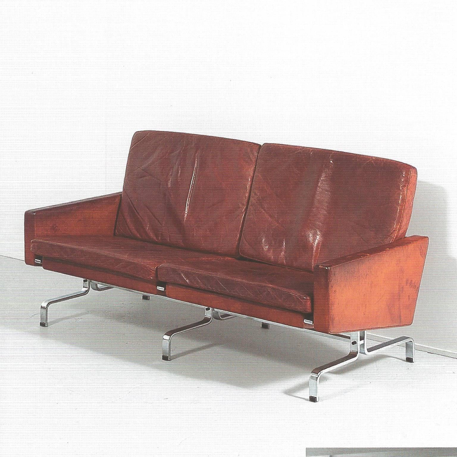 Scandinavian Modern Pair of Leather Sofas, Model PK31/2 by Poul Kjaerholm