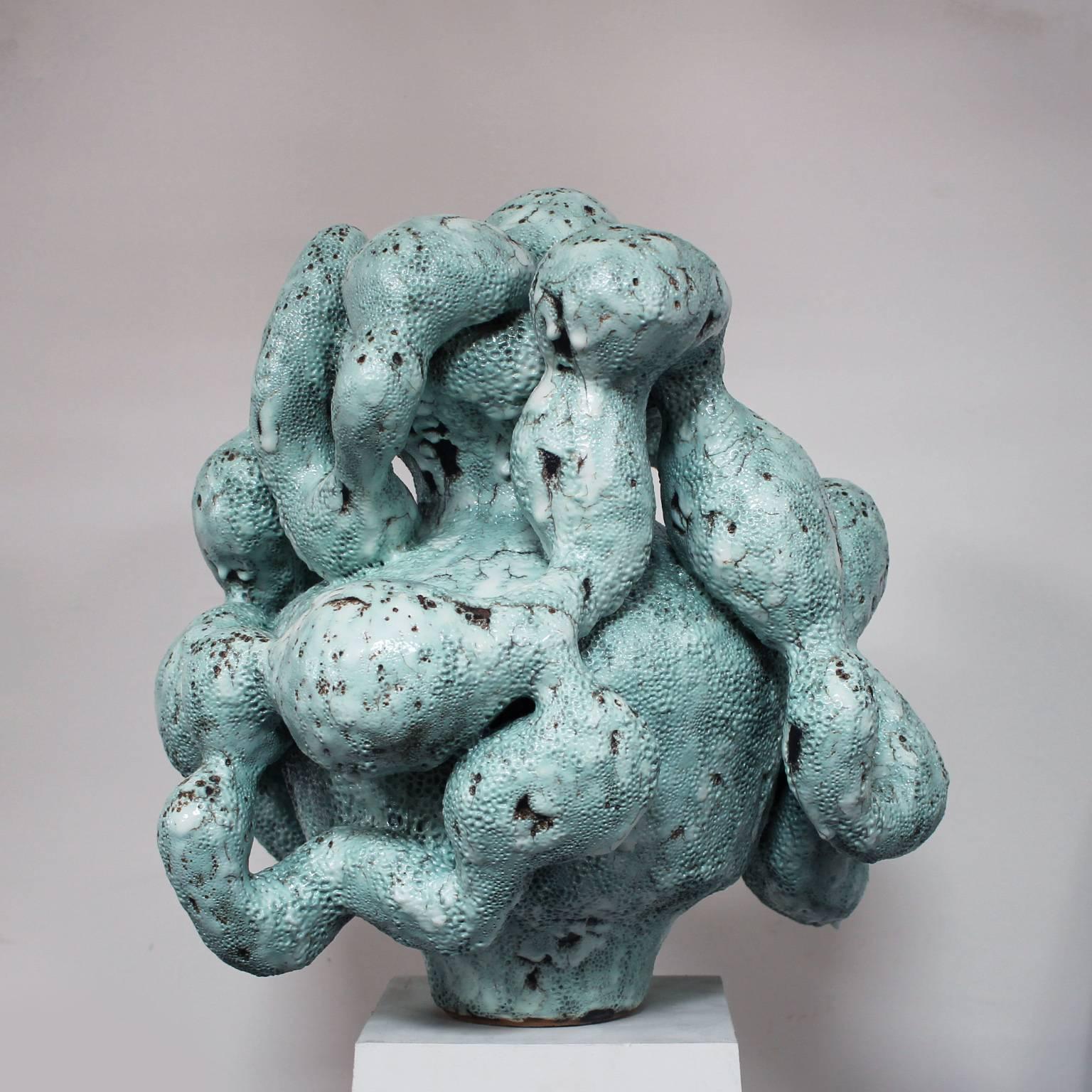 Danish Horror Vacui in Vert De Gris Sculptural Vessel by Morten Løbner Espersen