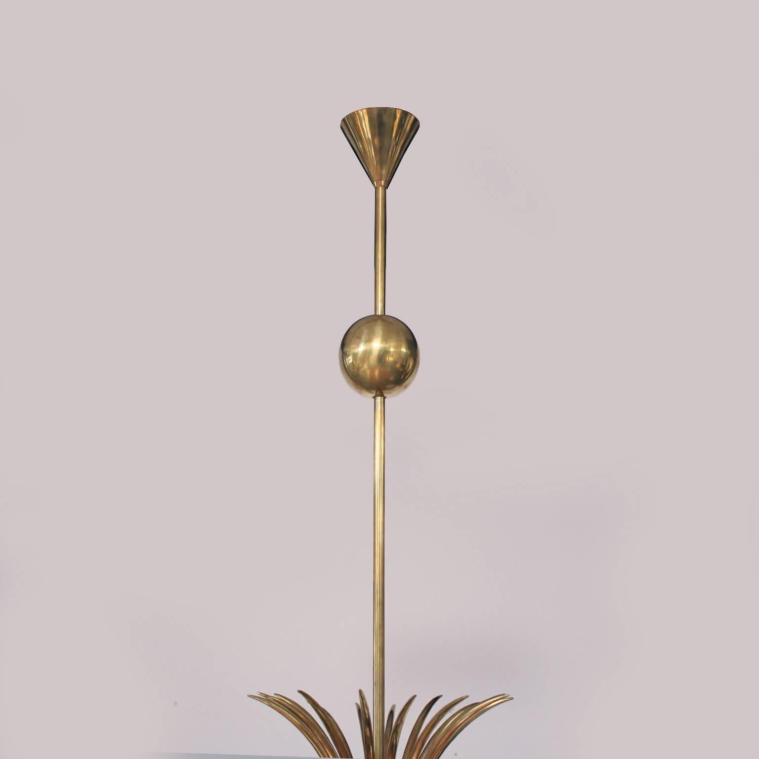 Sixteen-Arm Brass Chandelier in the Style of Guglielmo Ulrich 1