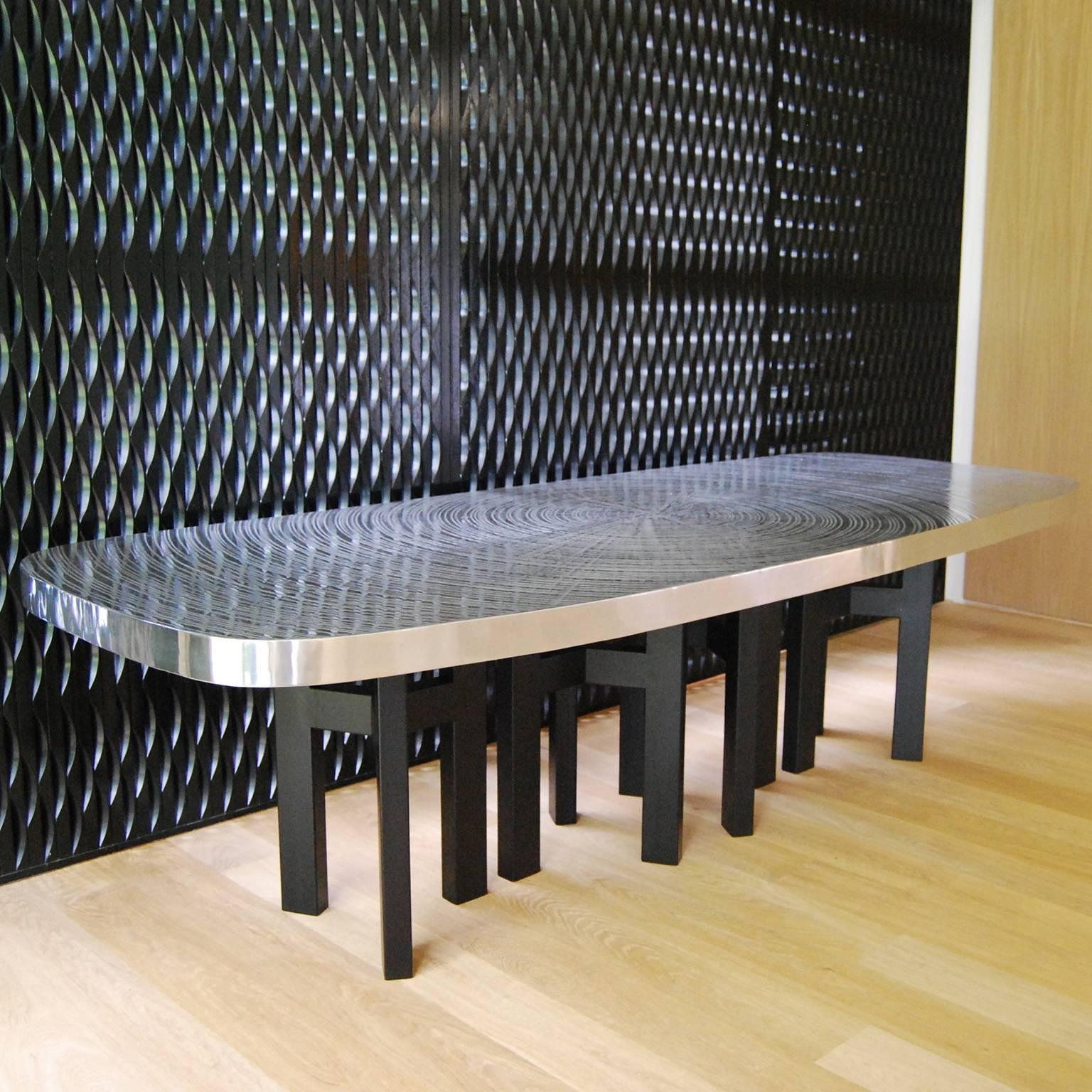 Aluminium dining room table, model 
