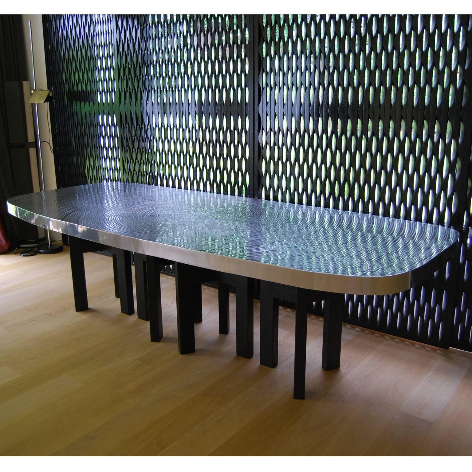 Belgian Aluminium Dining Room Table by Ado Chale For Sale