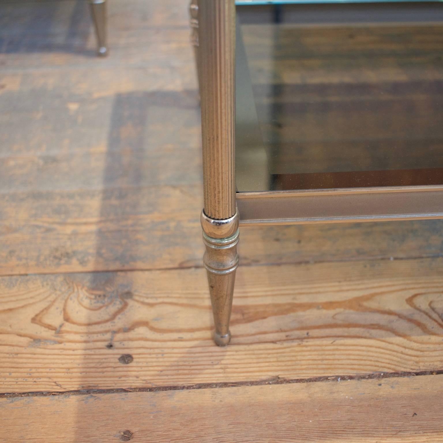 Pair of French End Tables with Smoked Glass 1