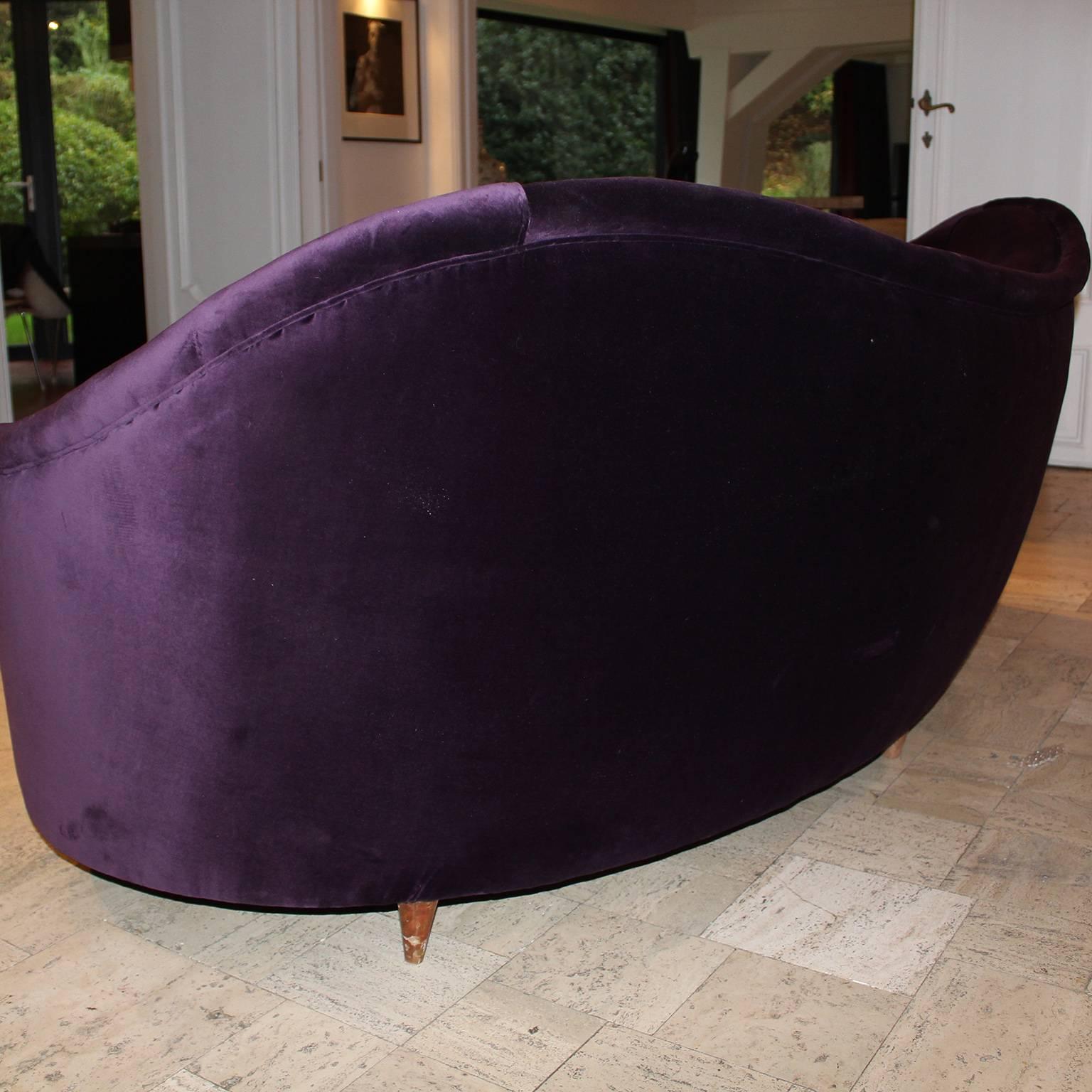 aubergine velvet sofa