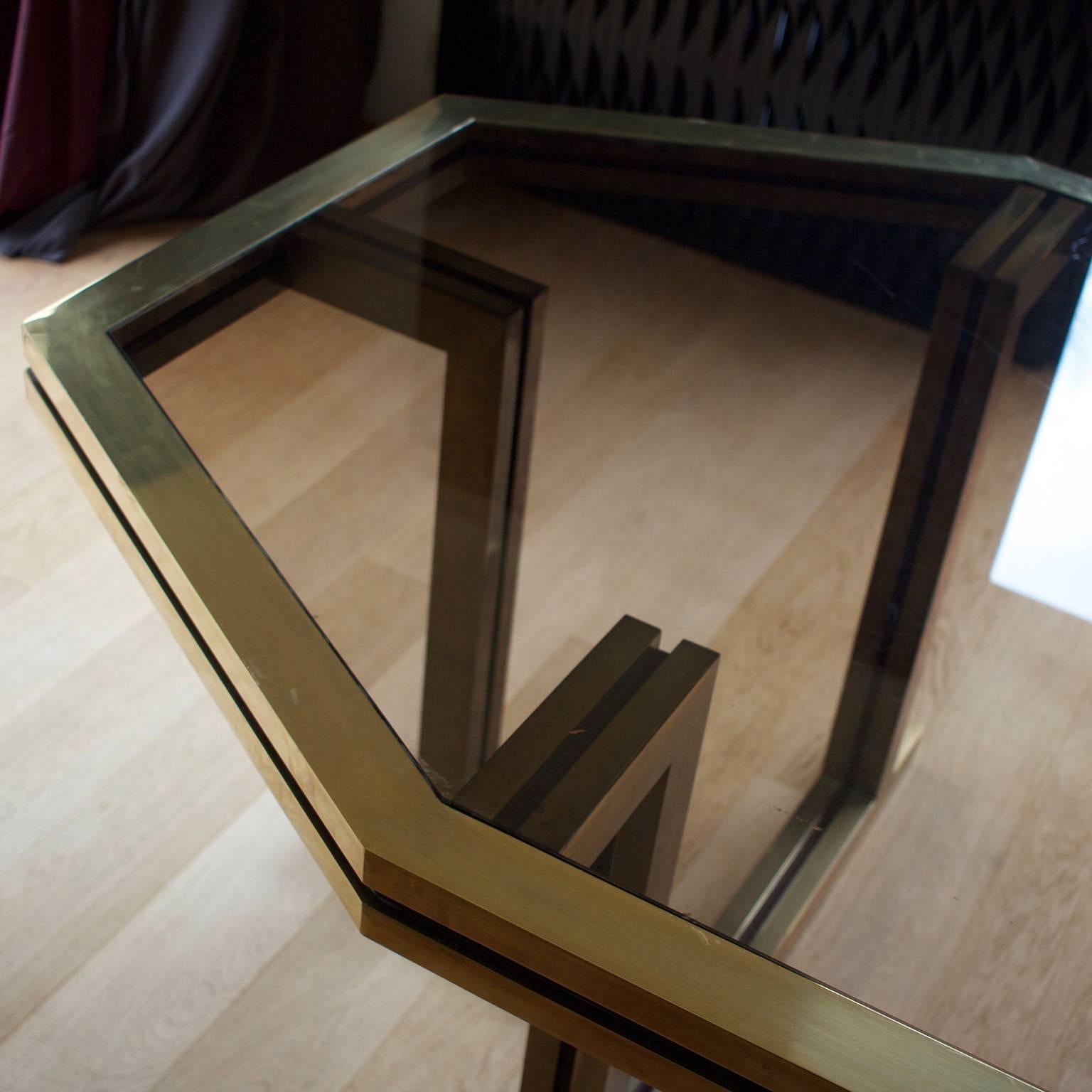 Brass and Glass Dining Room Table by Maison Jansen 2