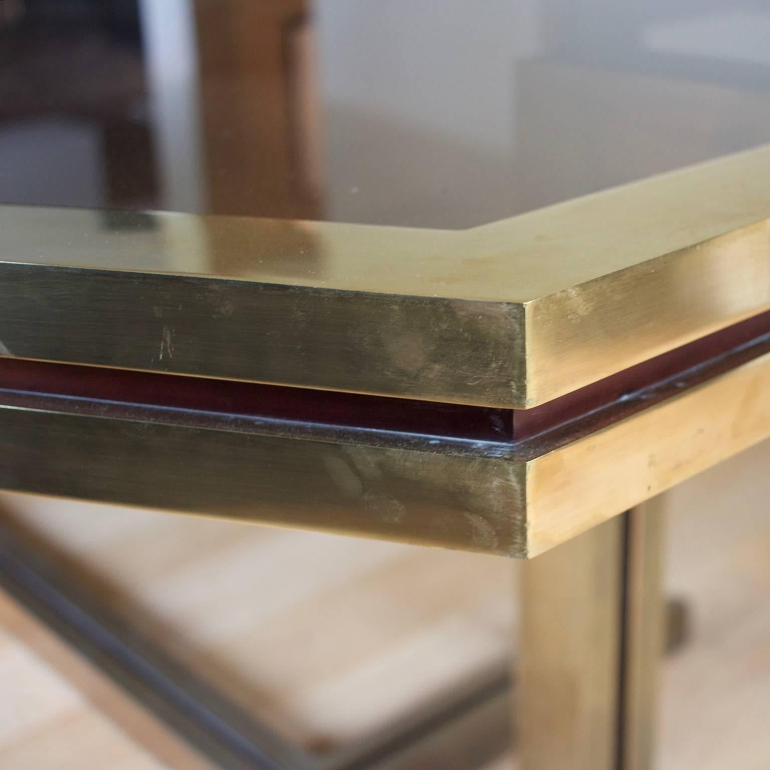 Late 20th Century Brass and Glass Dining Room Table by Maison Jansen