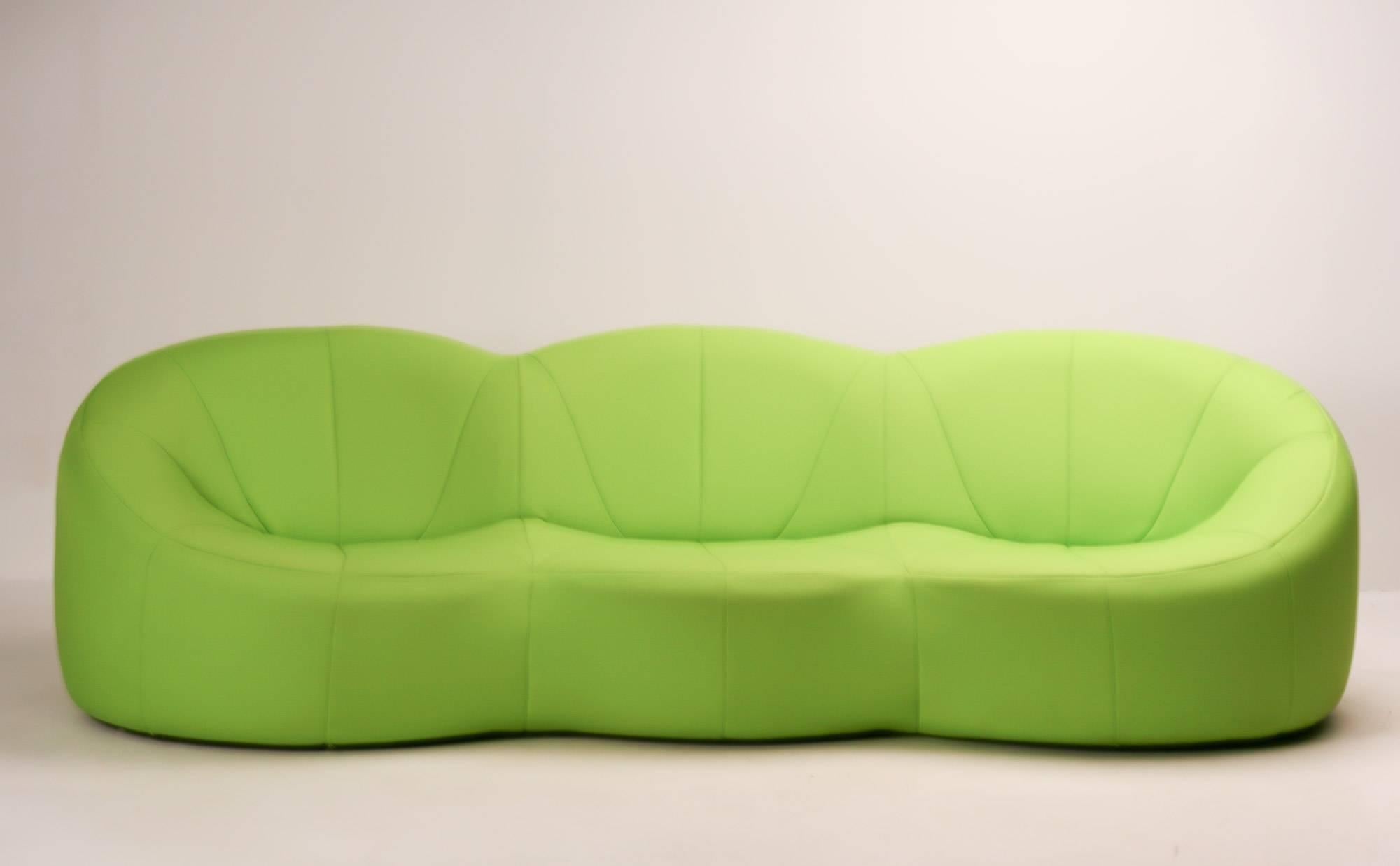 Apple green pumpkin three-seater sofa by Pierre Paulin for Ligne Roset France. Marked.

Pierre Paulin's 1971 design for seating for the private apartments of Claude & Georges Pompidou at the Elysée Palace. This is a later production by Ligne