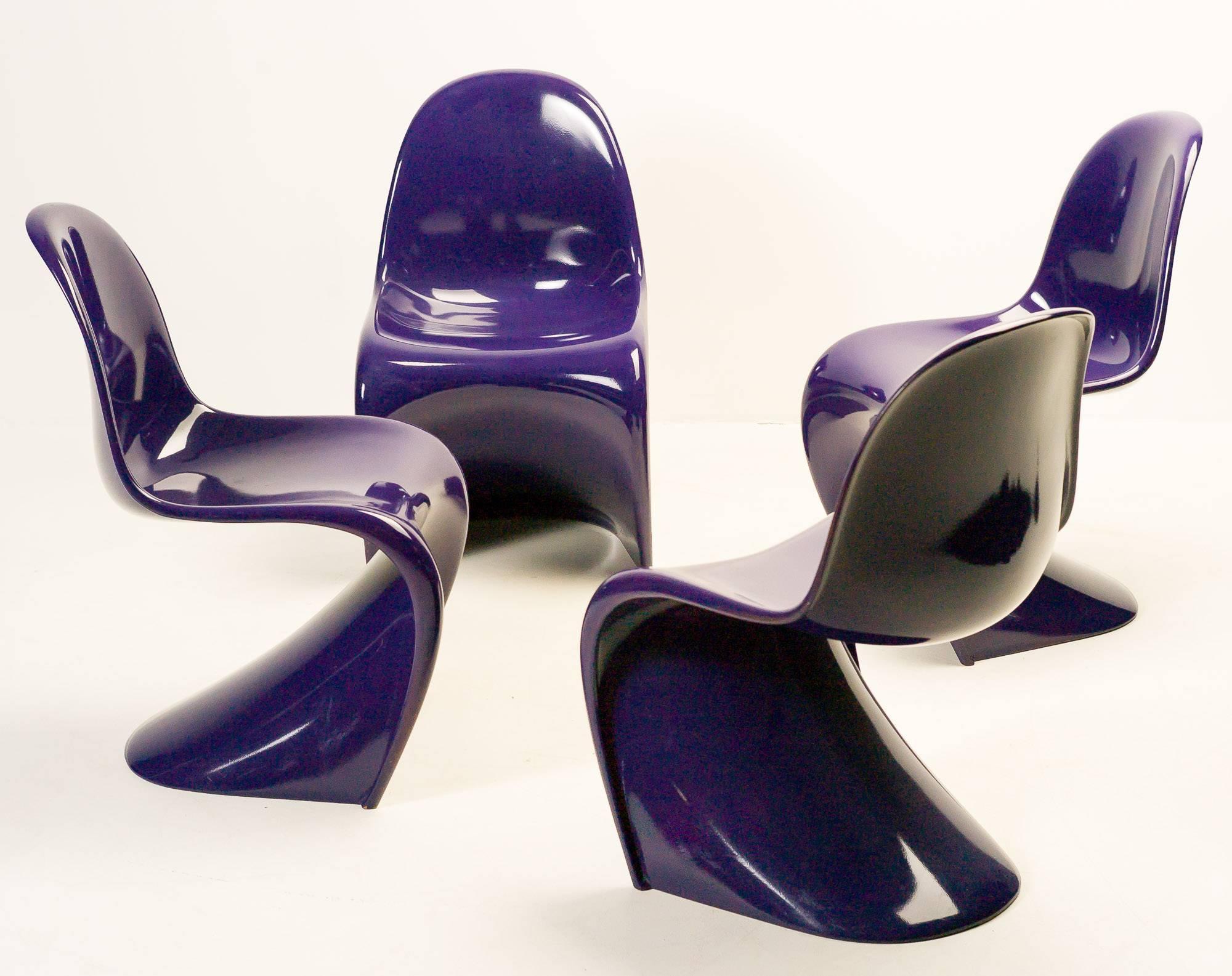 Late 20th Century Set of Four Purple Panton Chairs in Baydur
