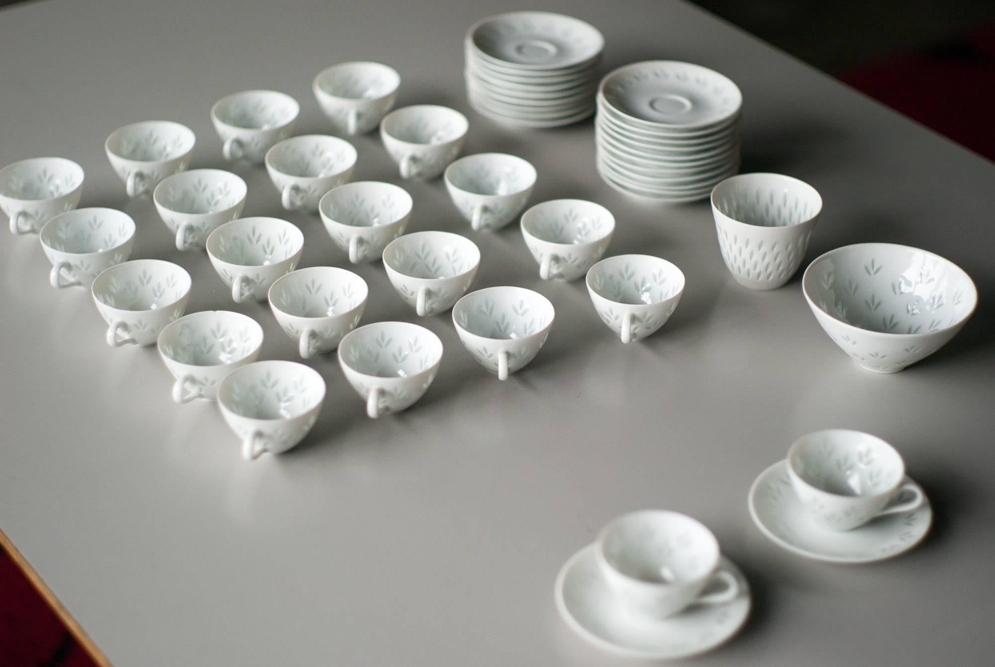 Scandinavian Modern Rice Porcelain 24-Piece Tea Service by Friedl Kjellberg