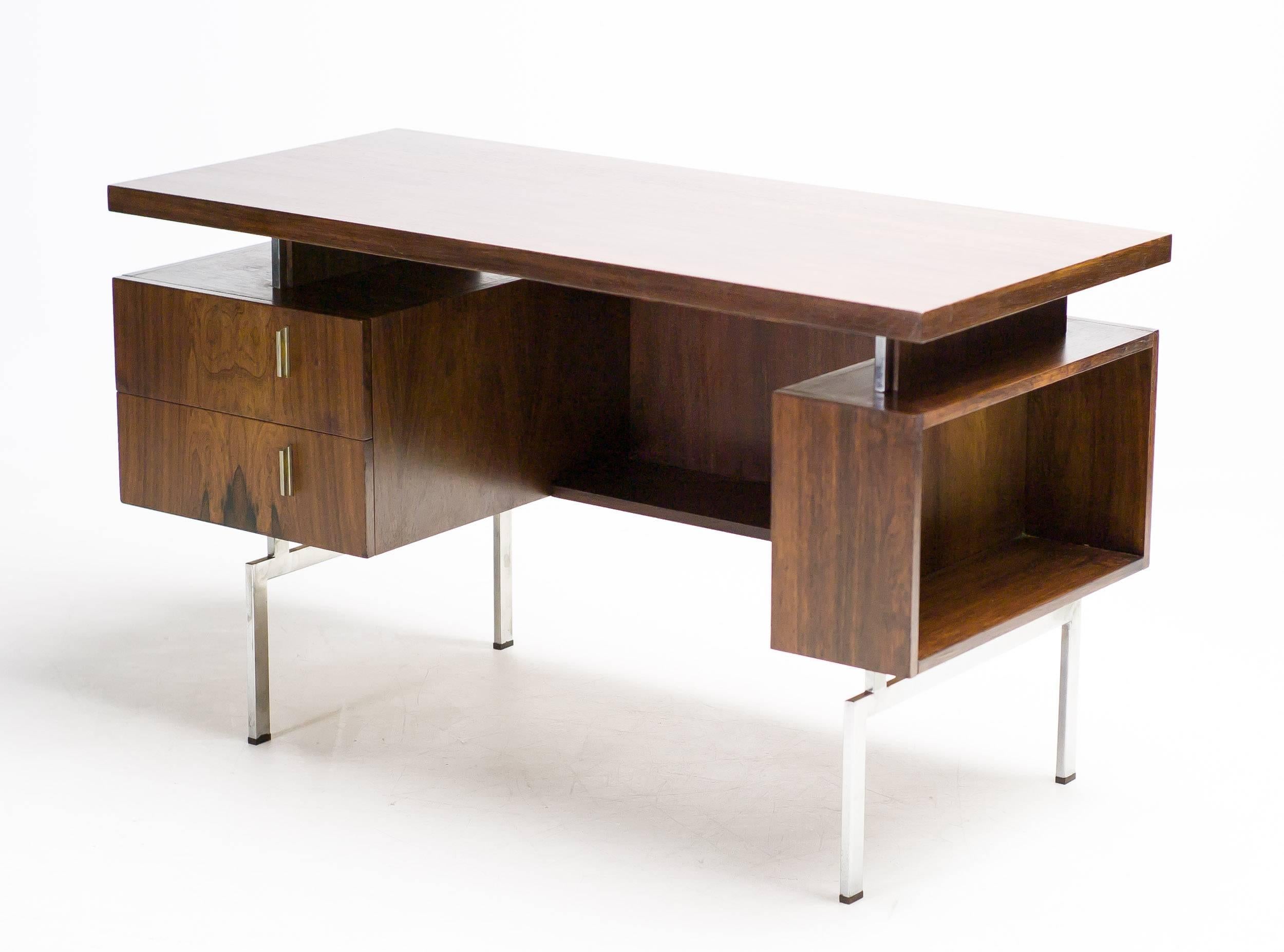 1950s Rosewood Asymmetrical Fristho Desk In Good Condition In Dronten, NL