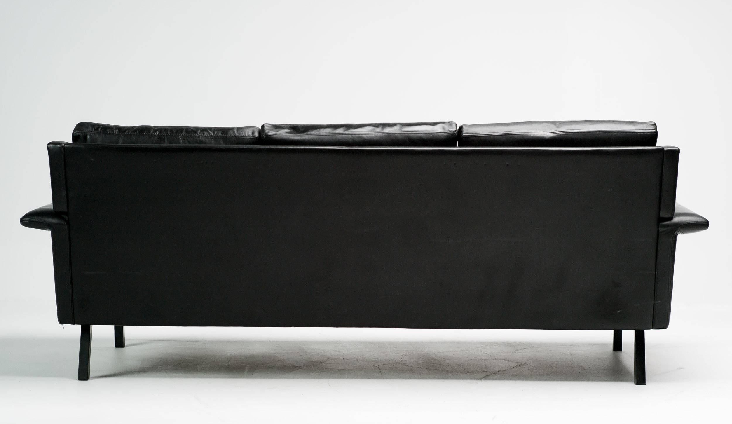 Mid-20th Century Arne Vodder Black Leather Sofa