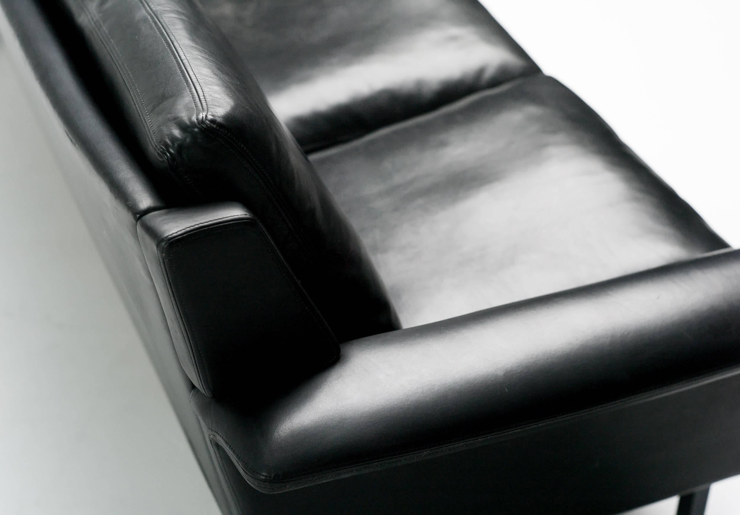 Scandinavian Modern Arne Vodder Black Leather Sofa