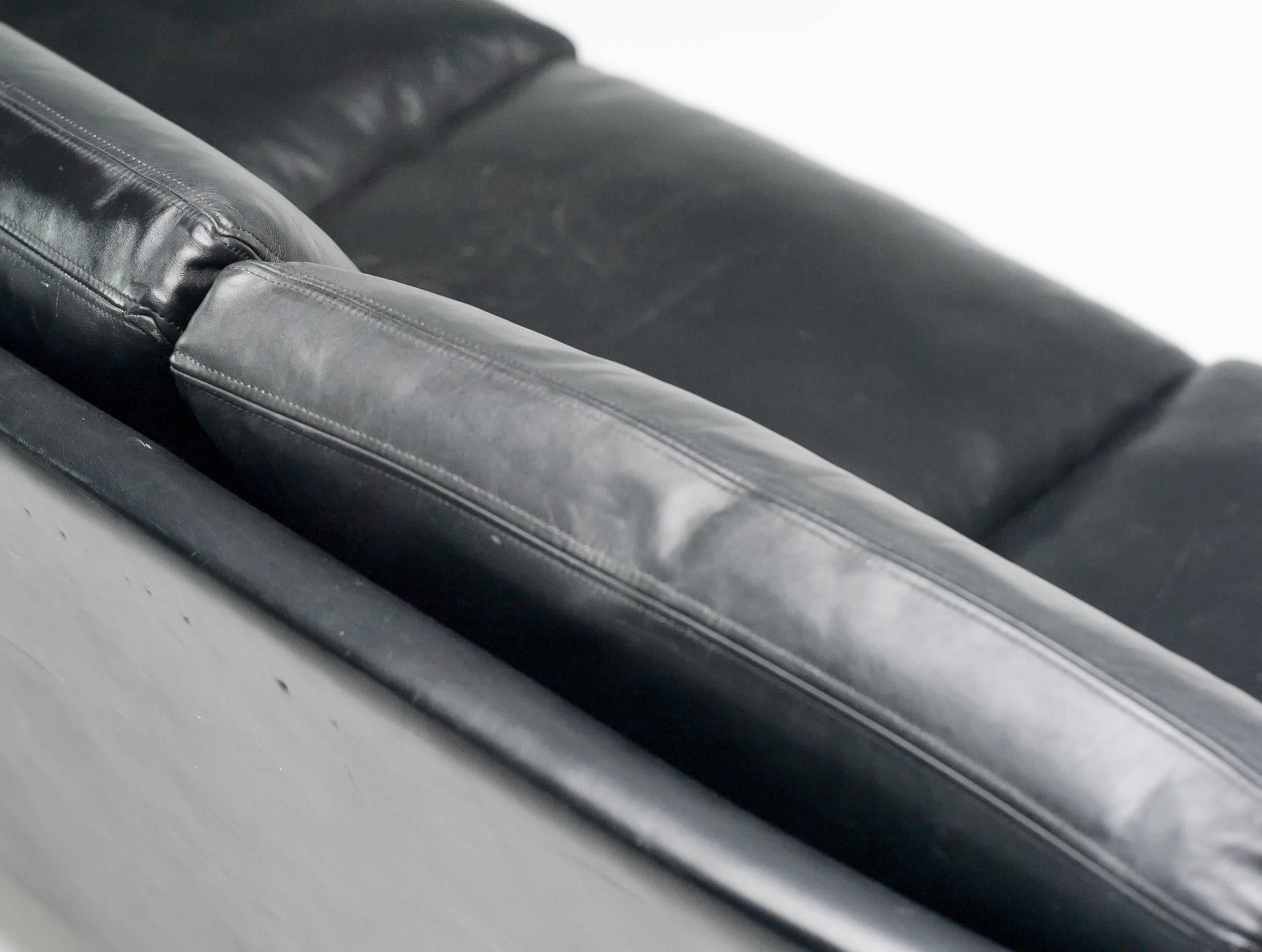 Enameled Arne Vodder Black Leather Sofa