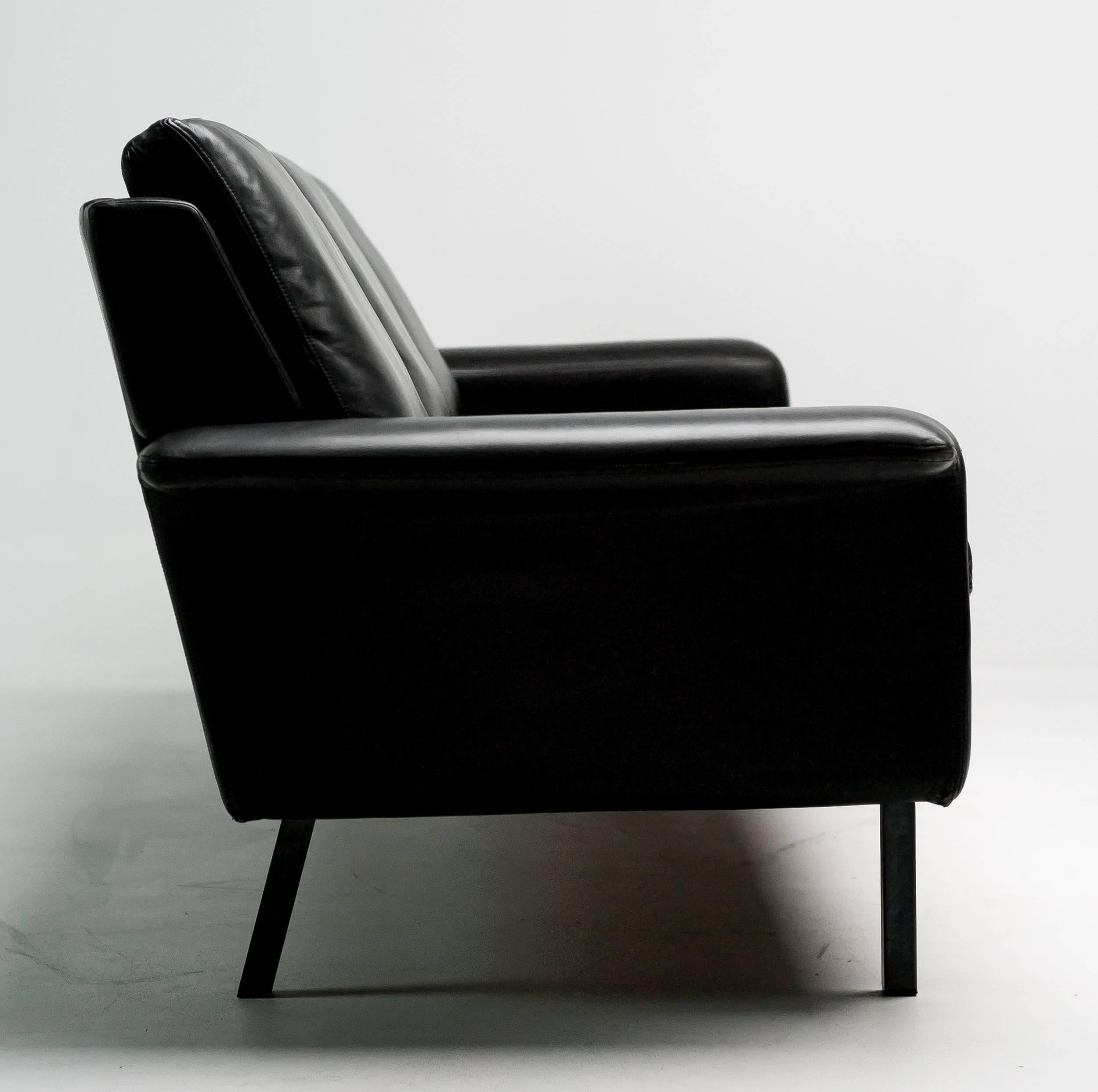 Arne Vodder Black Leather Sofa 1