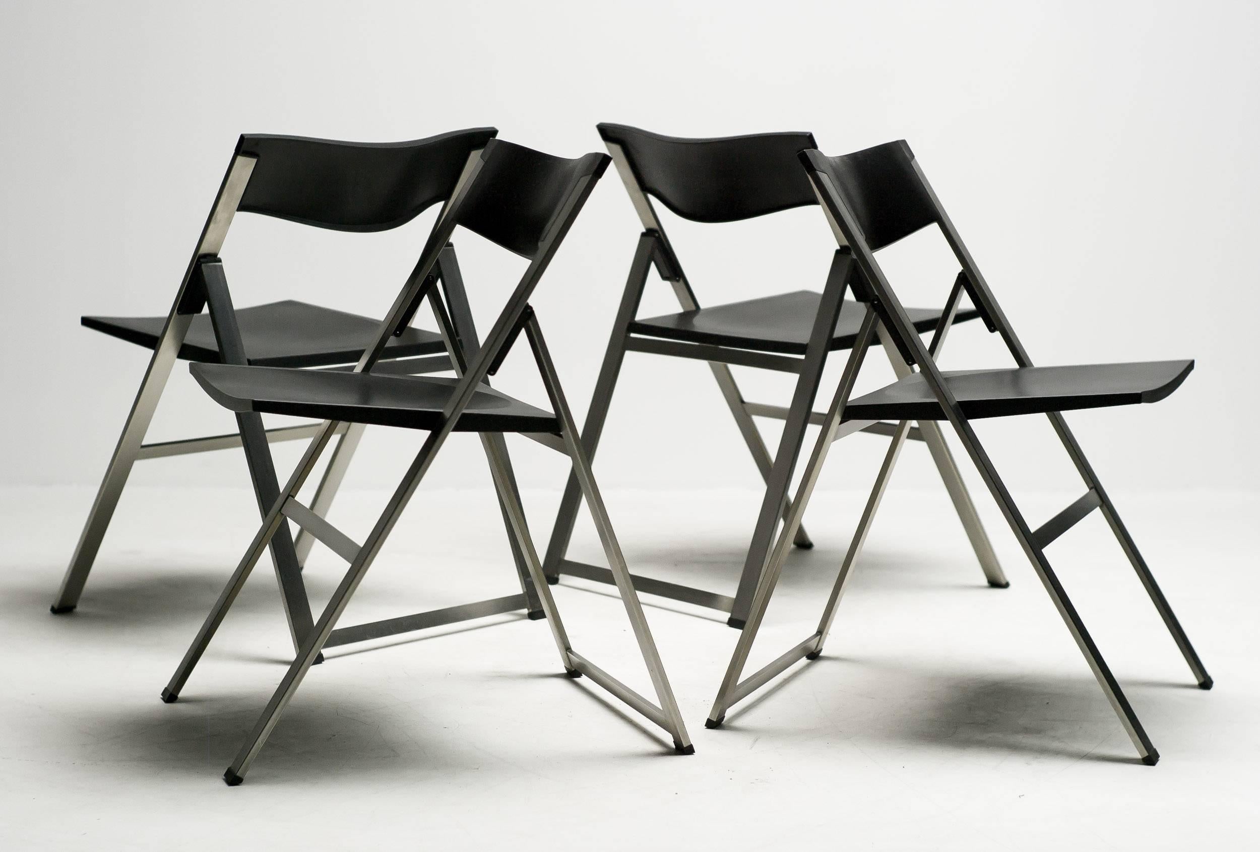 Set of Four TP08 Folding Chairs Designed by Justus Kolberg In Good Condition In Dronten, NL