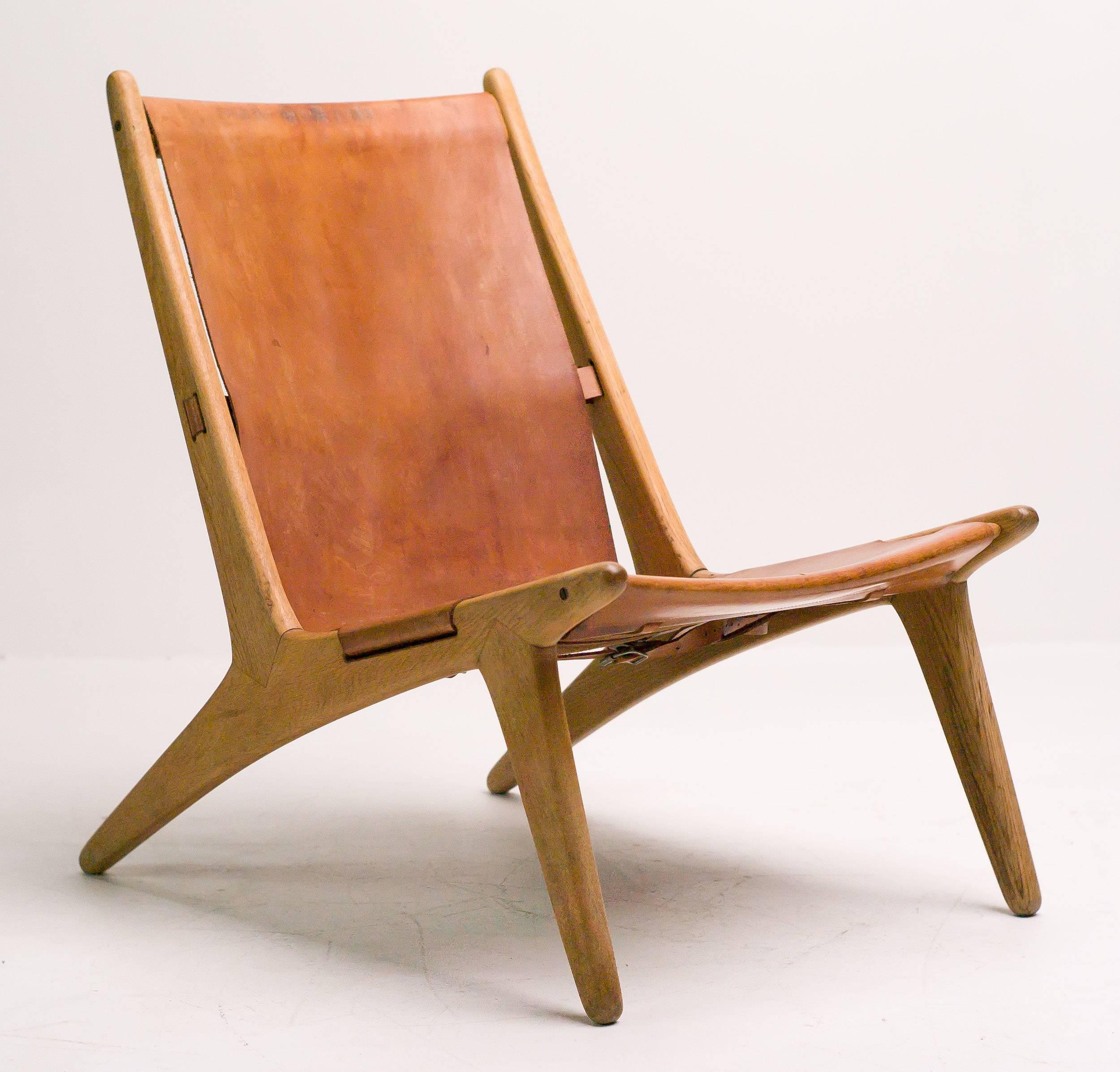 Leather Pair of Hunting Chairs Model 204 by Uno and Osten Kristiansson