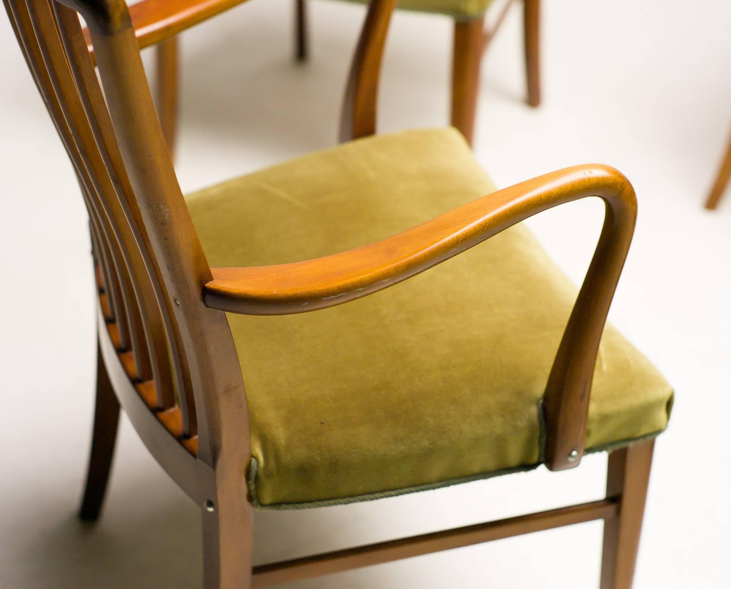 Velvet Elegant 1950s Danish Dining Chairs