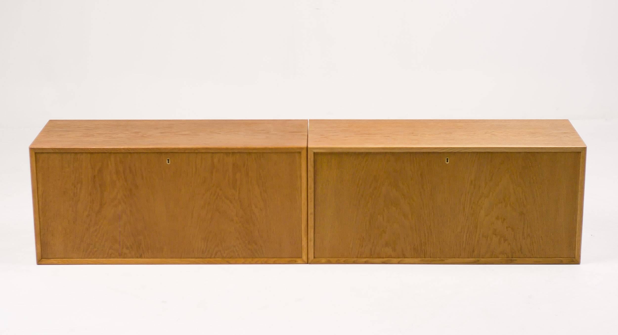 Pair of Architectural Danish Hanging Cabinets in Oak 3