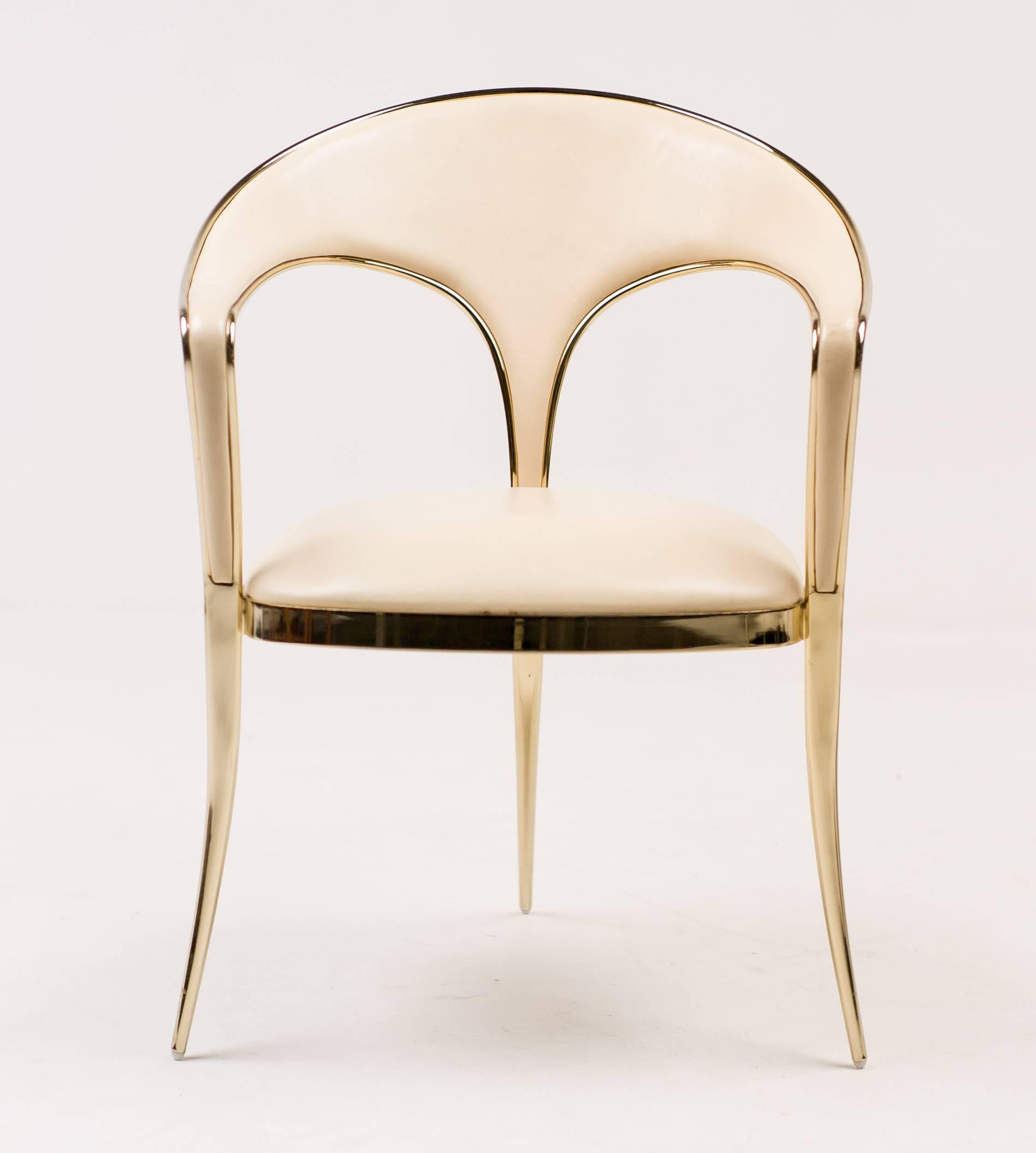 Modern Brass Vidal Grau Cosmos Chairs in Nappa Leather