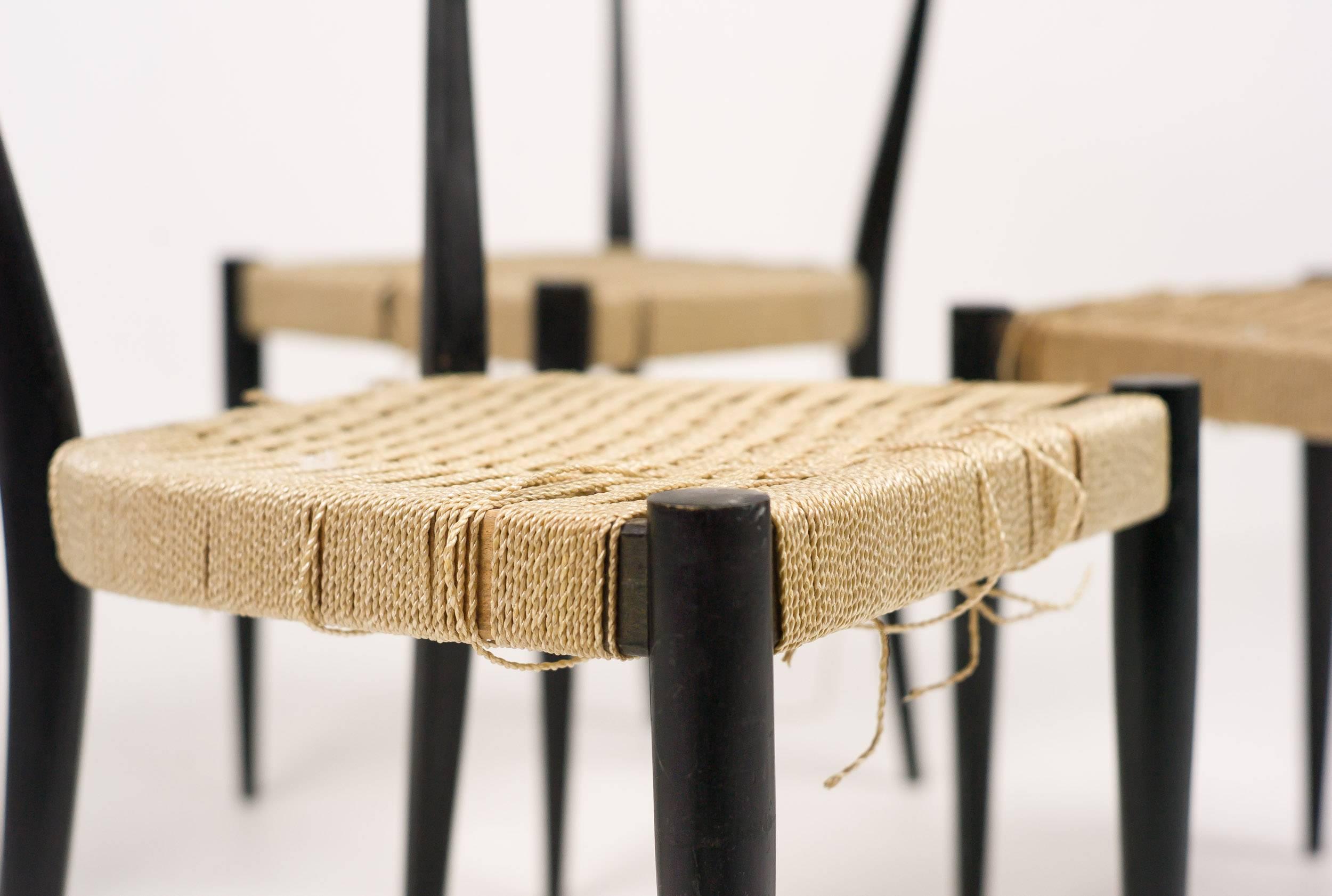 Ash Elegant Set of Mid-Century Modern Italian Dining Chairs