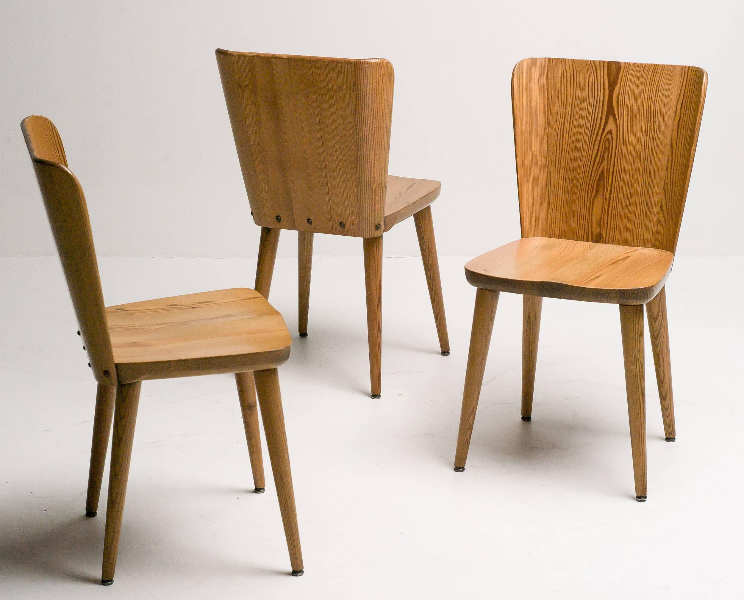 Scandinavian Modern Mid-Century Swedish Chairs in Pine