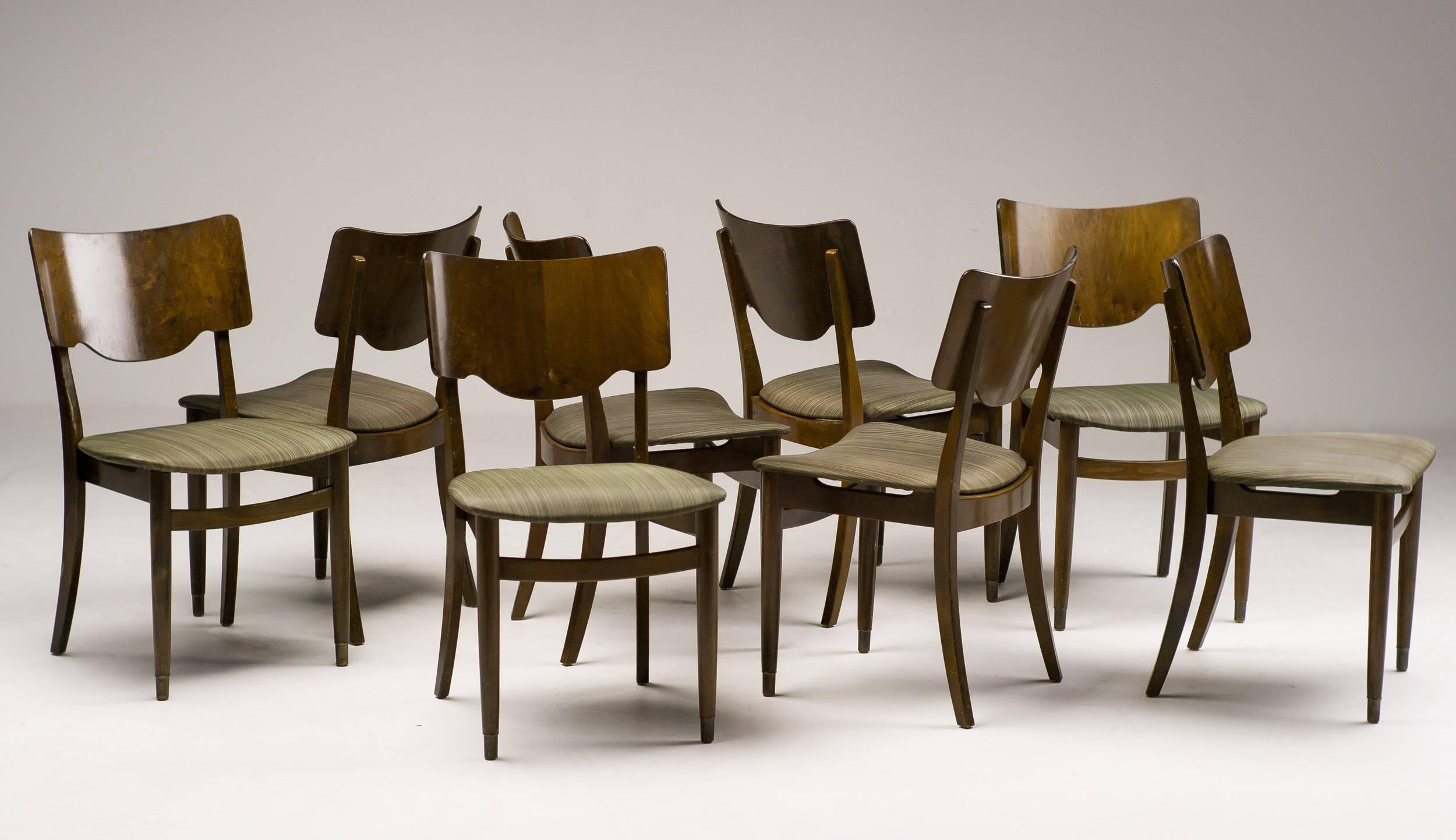 Stained Set of Eight Scandinavian Dining Chairs