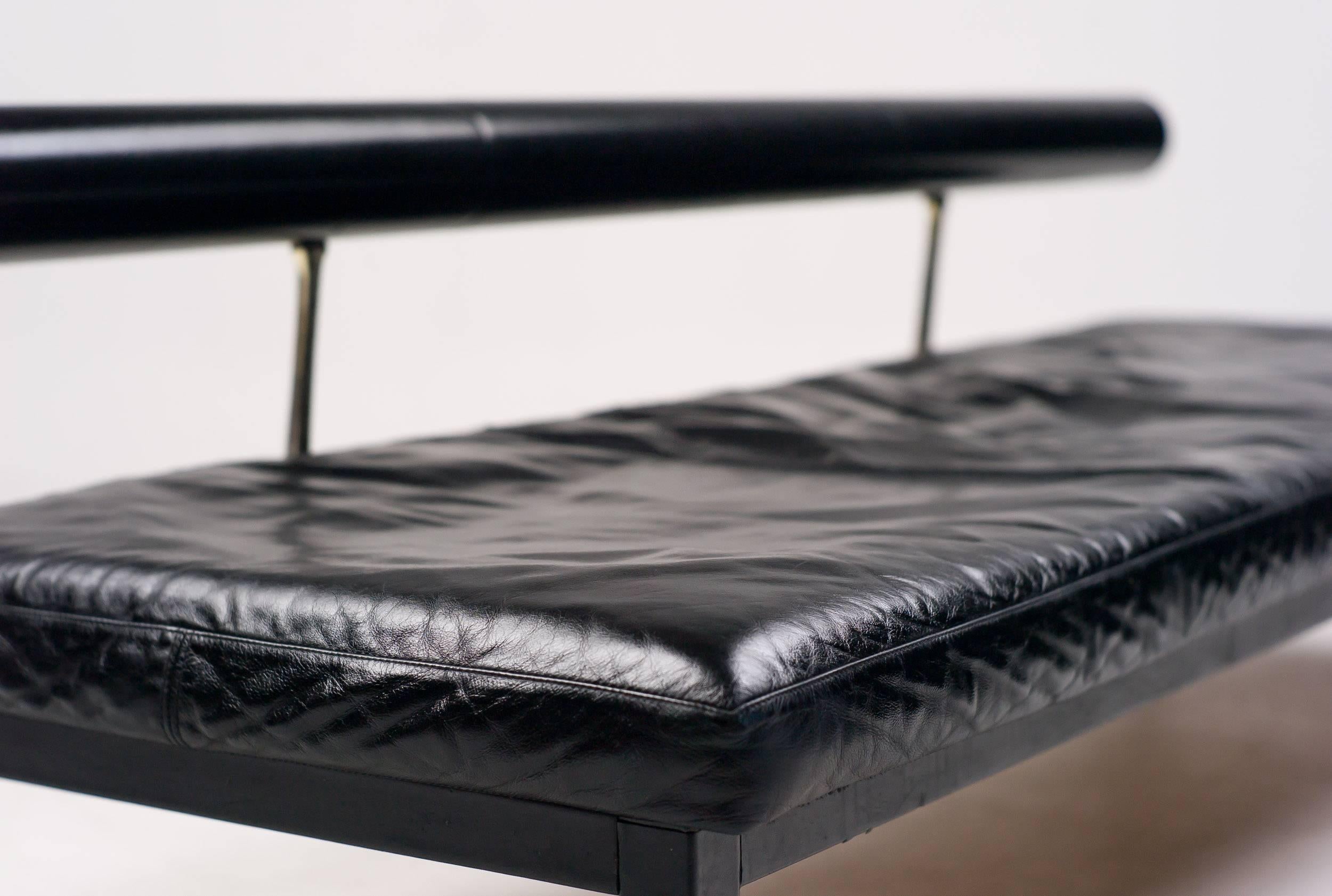 Italian Black Leather Sity Daybed by Antonio Citterio for B&B Italia