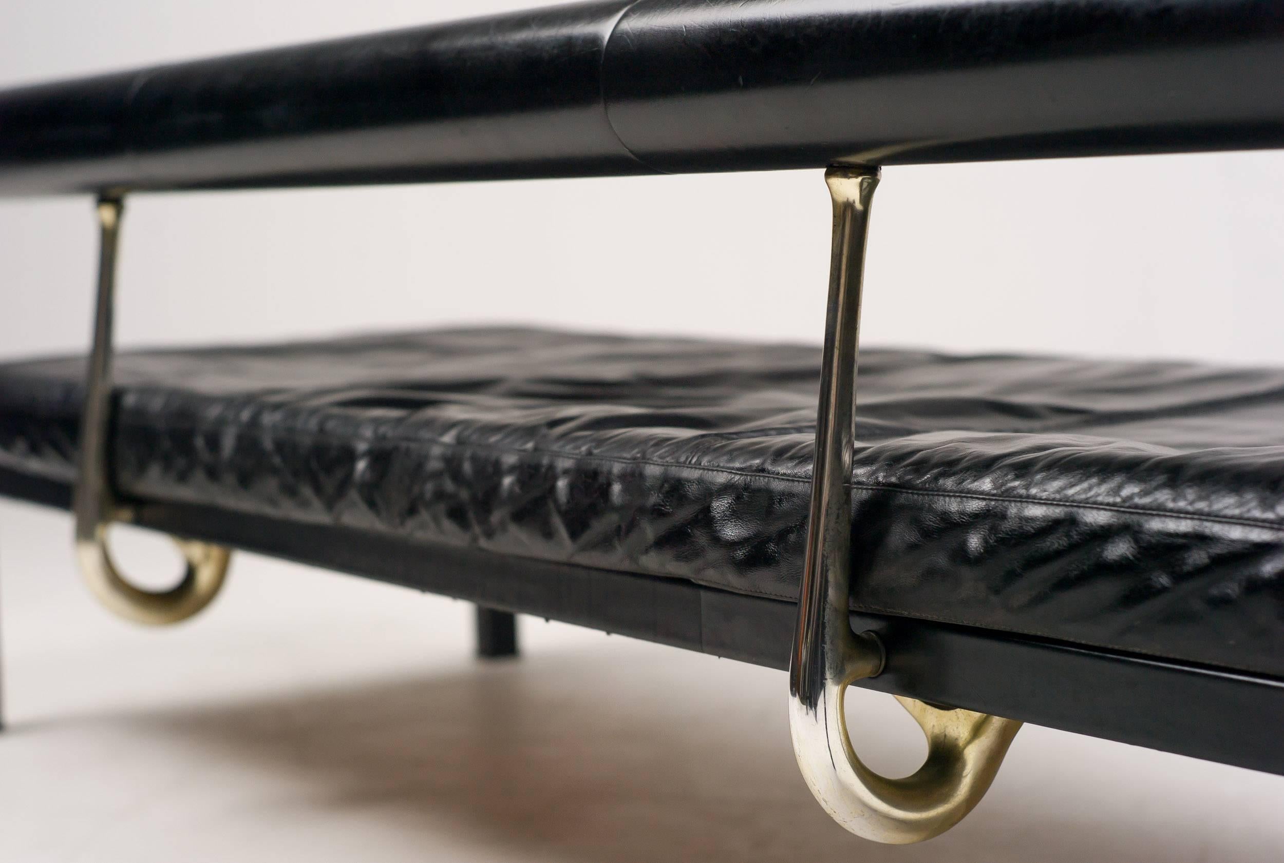 Enameled Black Leather Sity Daybed by Antonio Citterio for B&B Italia