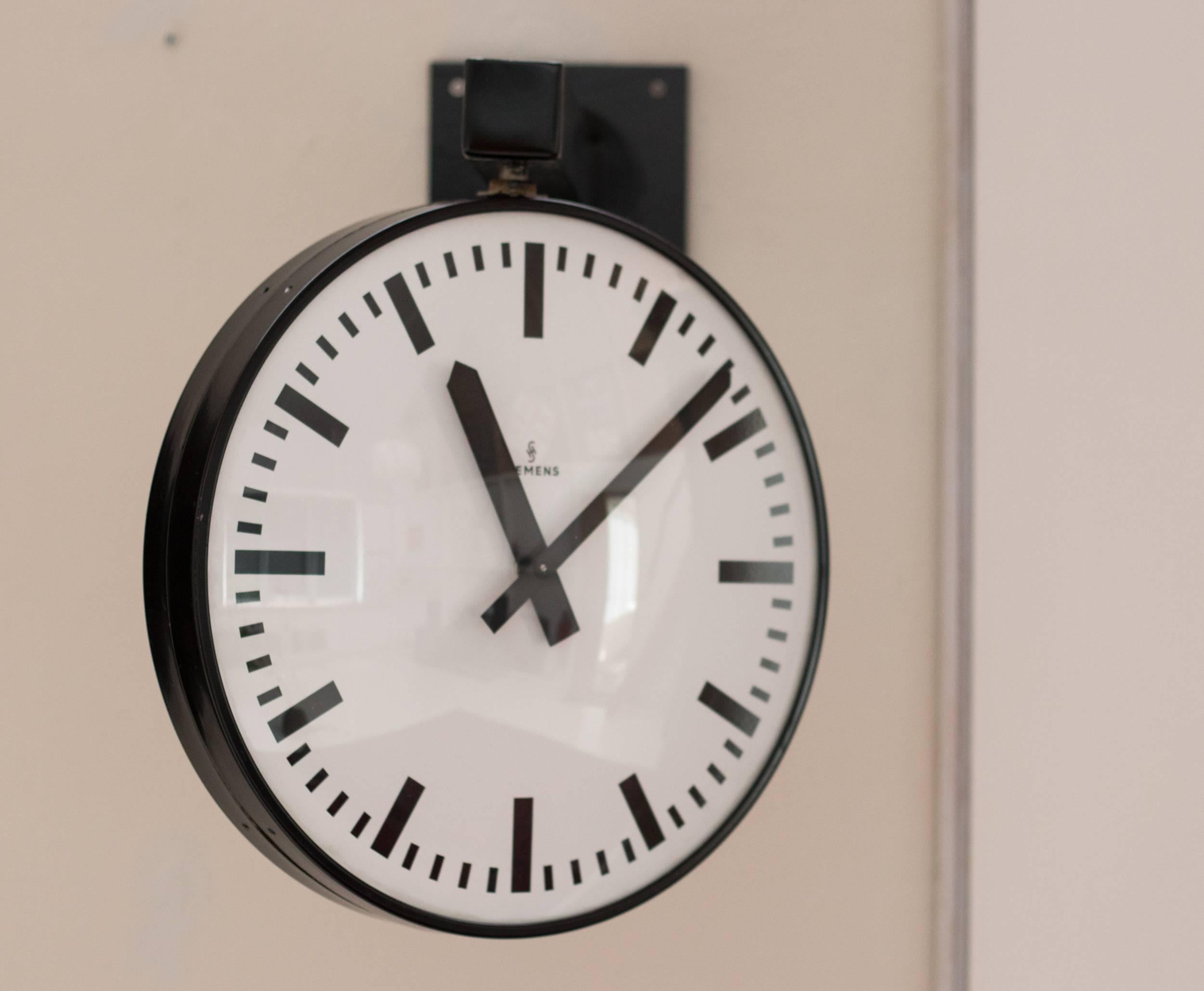 Industrial Siemens Double Faced Railway Station Clock