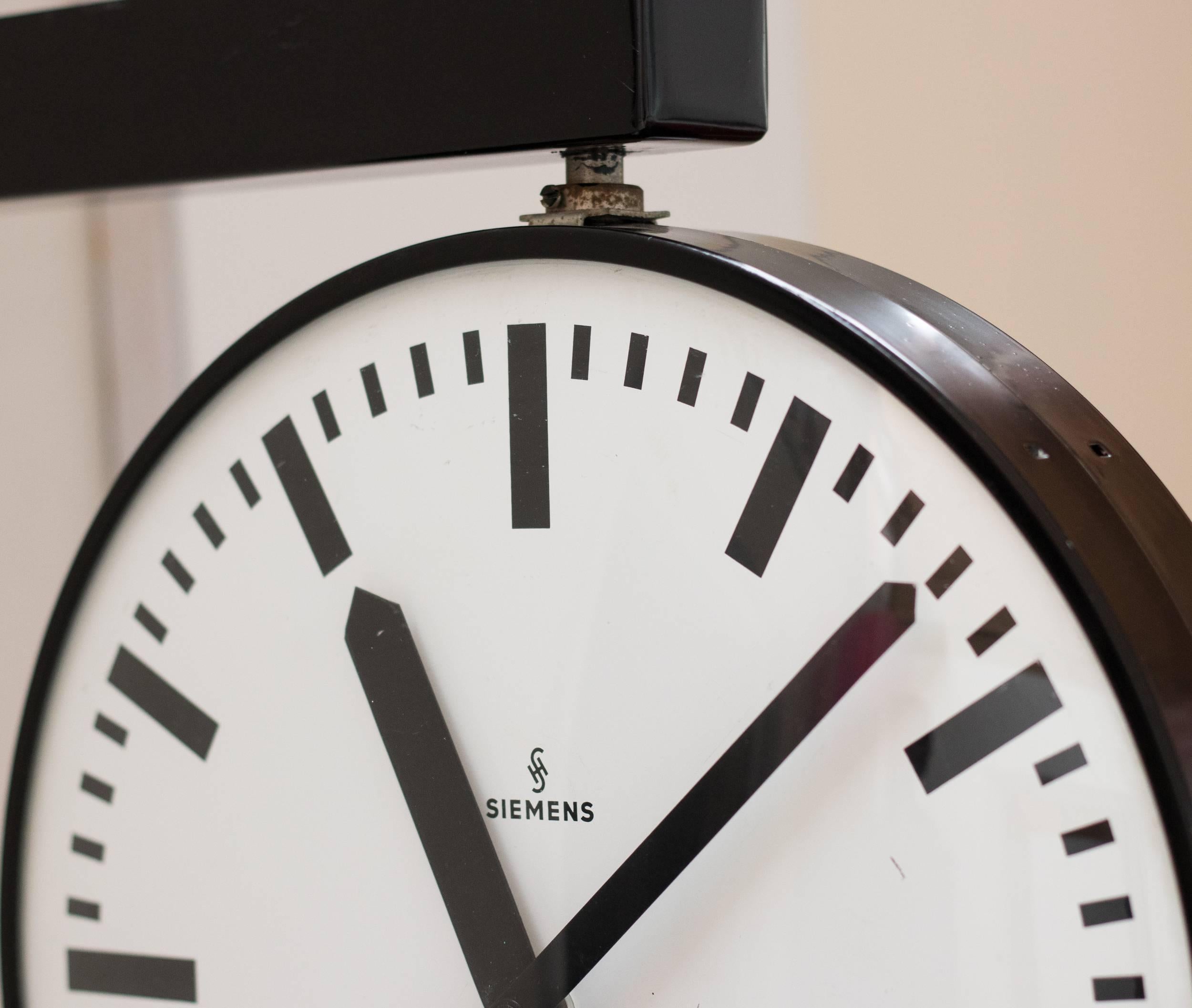 German Siemens Double Faced Railway Station Clock